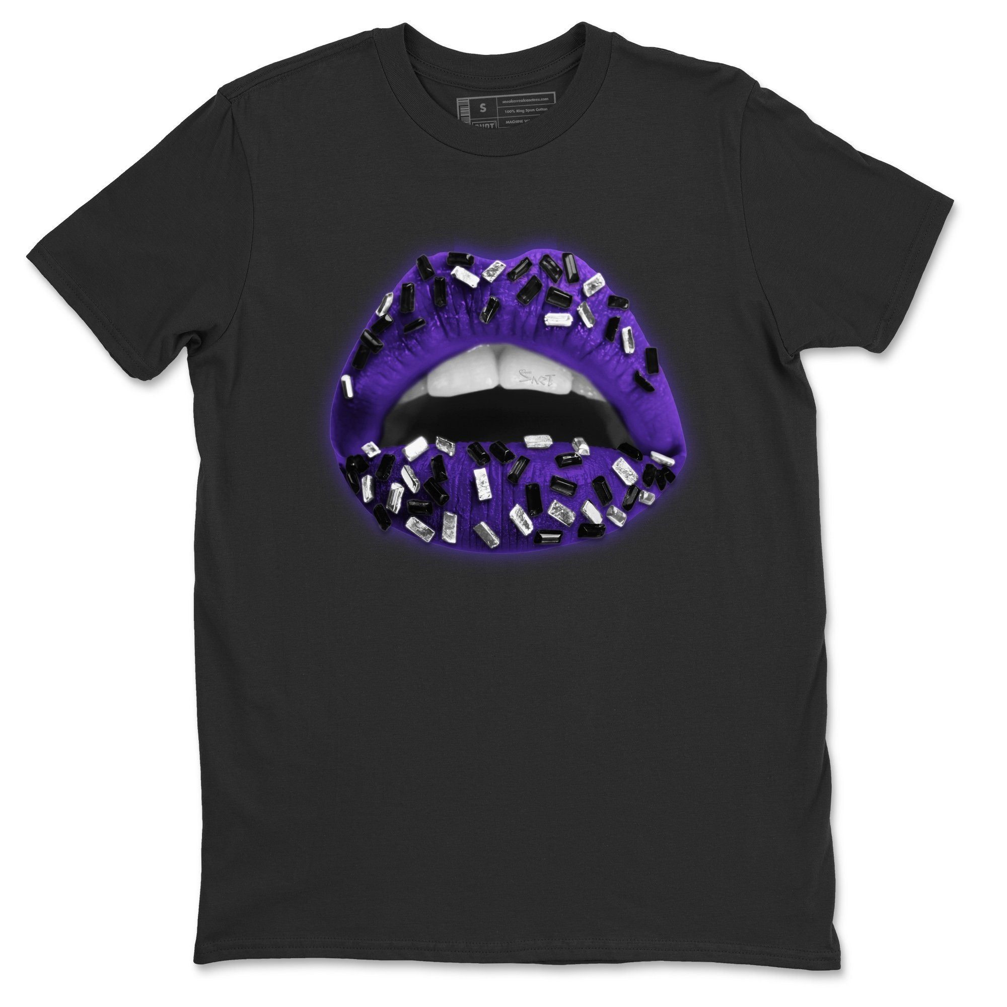 Jordan 1 Court Purple Sneaker Matching T-Shirt Lips Jewel Sneaker Tees Jordan 1 Court Purple Sneaker Release Tees Crew Neck Tees