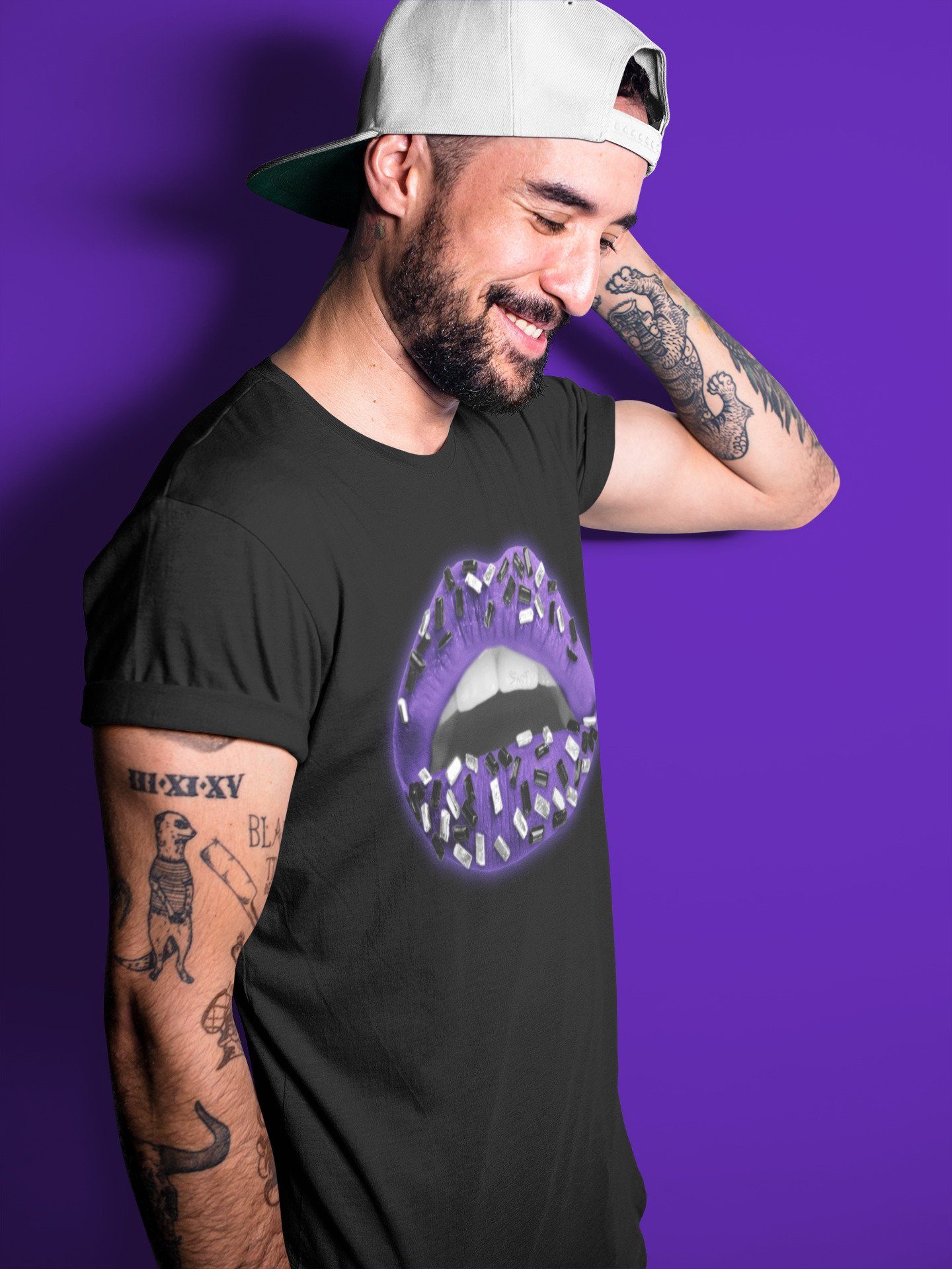 Jordan 1 Court Purple Sneaker Matching T-Shirt Lips Jewel Sneaker Tees Jordan 1 Court Purple Sneaker Release Tees Crew Neck Tees