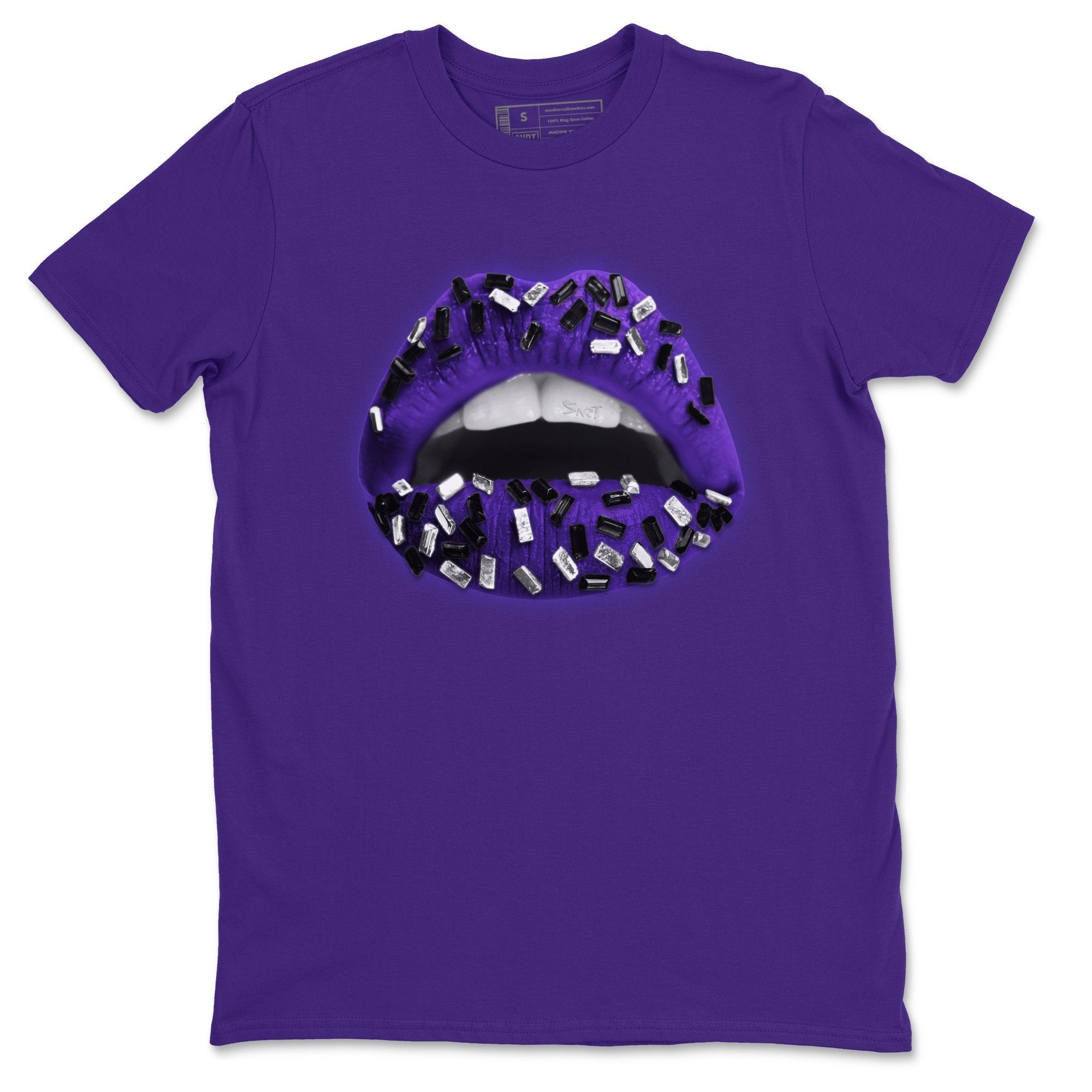Jordan 1 Court Purple Sneaker Matching T-Shirt Lips Jewel Sneaker Tees Jordan 1 Court Purple Sneaker Release Tees Crew Neck Tees