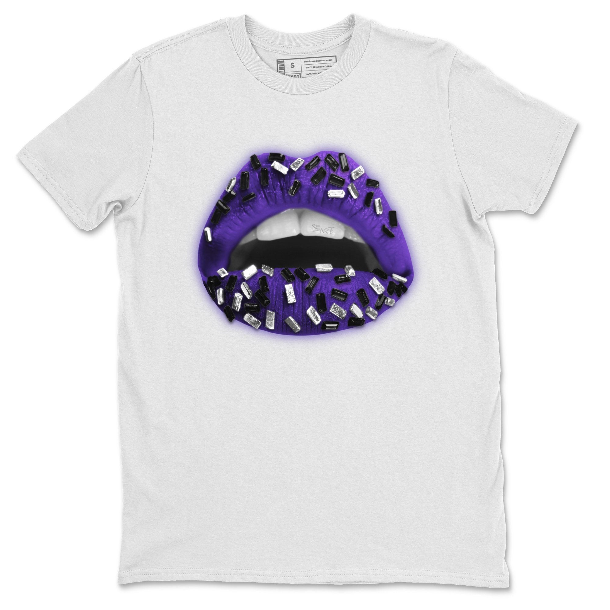Jordan 1 Court Purple Sneaker Matching T-Shirt Lips Jewel Sneaker Tees Jordan 1 Court Purple Sneaker Release Tees Crew Neck Tees