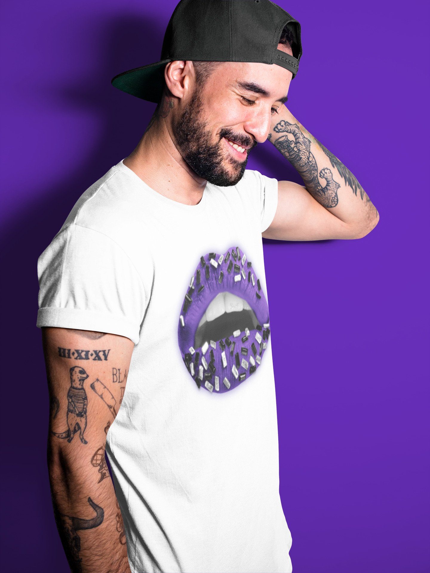 Jordan 1 Court Purple Sneaker Matching T-Shirt Lips Jewel Sneaker Tees Jordan 1 Court Purple Sneaker Release Tees Crew Neck Tees