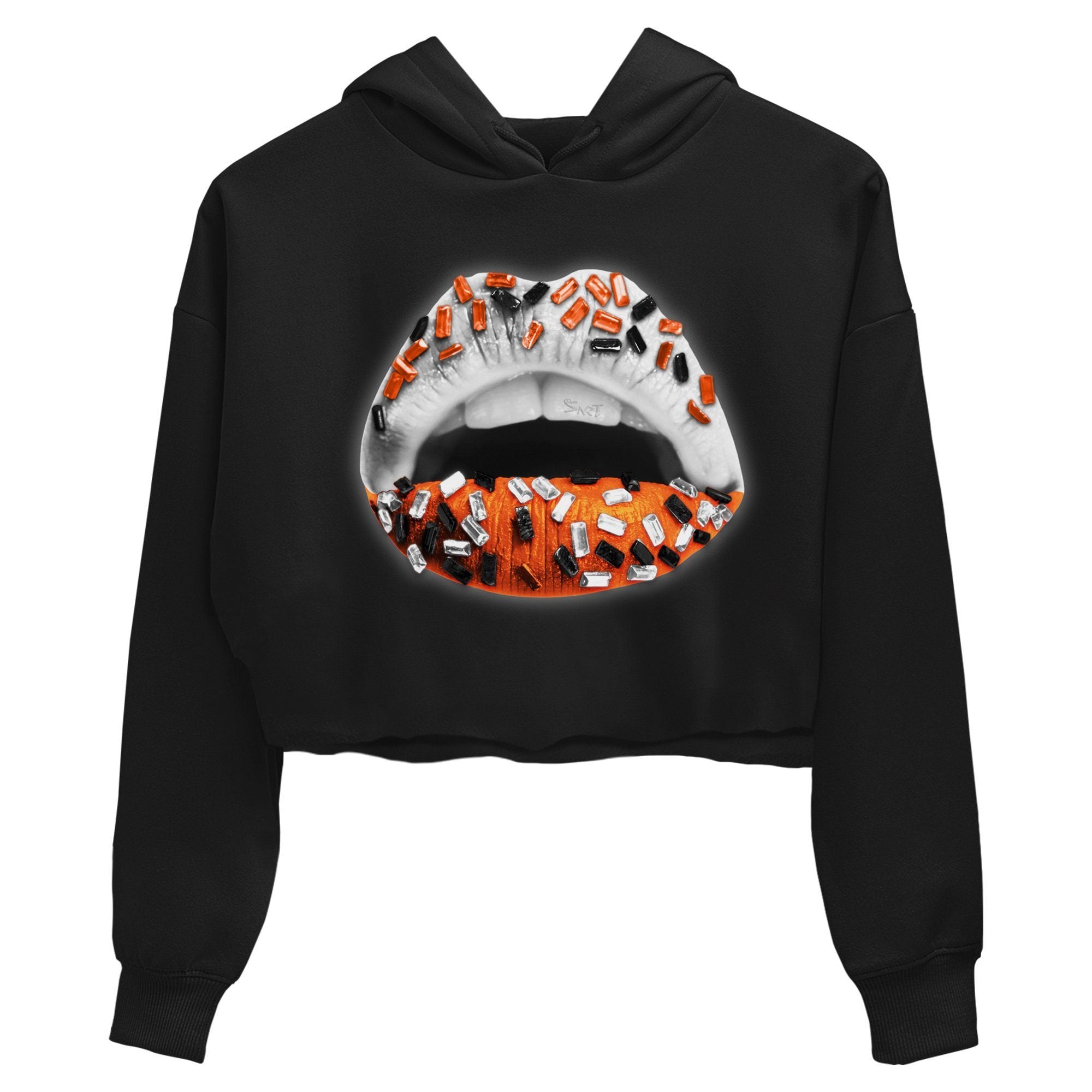 Jordan 1 Electro Orange Sneaker Matching T-Shirt Lips Jewel Sneaker Tees Jordan 1 Electro Orange Sneaker Release Tees Women's Shirts