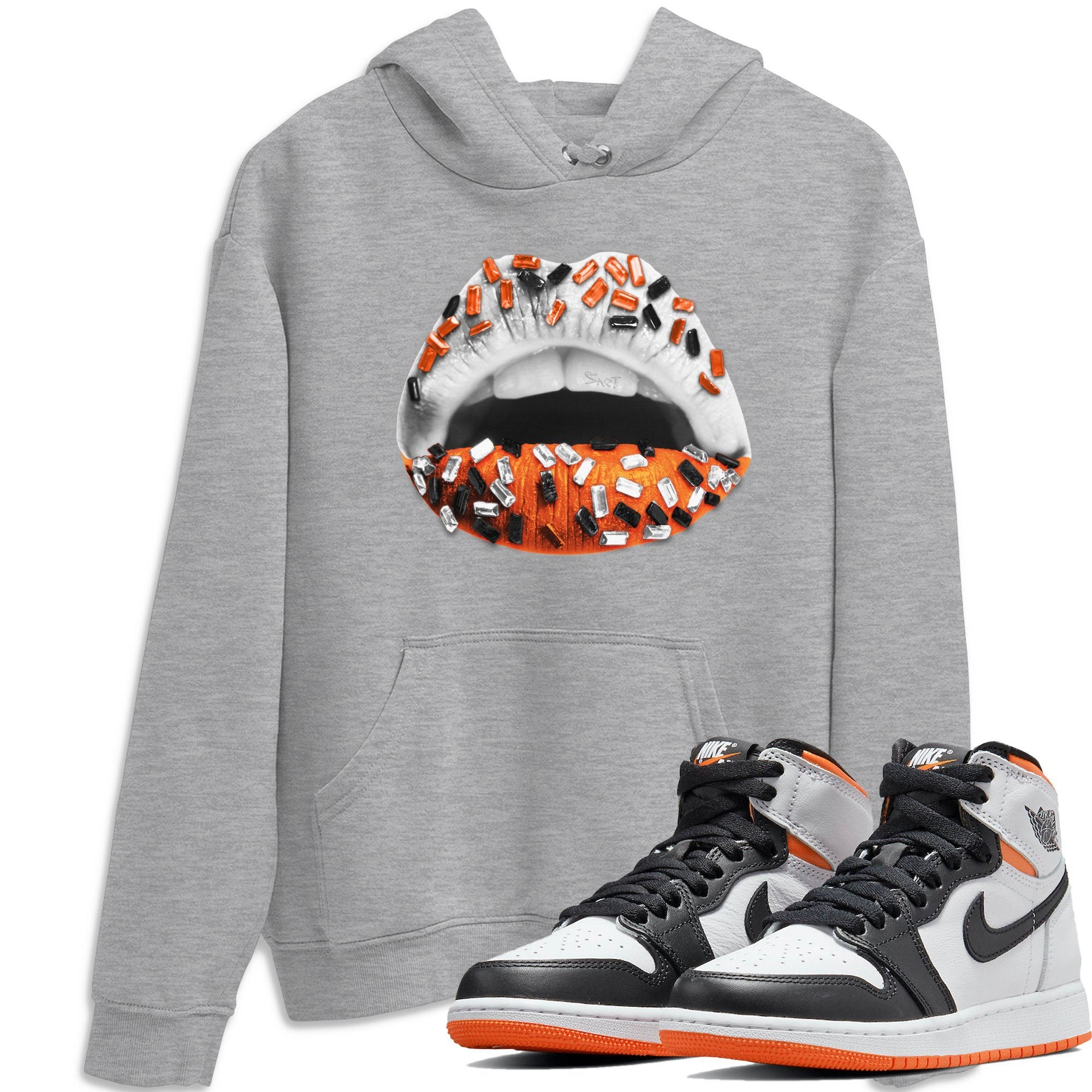 Jordan 1 Electro Orange Sneaker Matching T-Shirt Lips Jewel Sneaker Tees Jordan 1 Electro Orange Sneaker Release Tees Crew Neck Tees