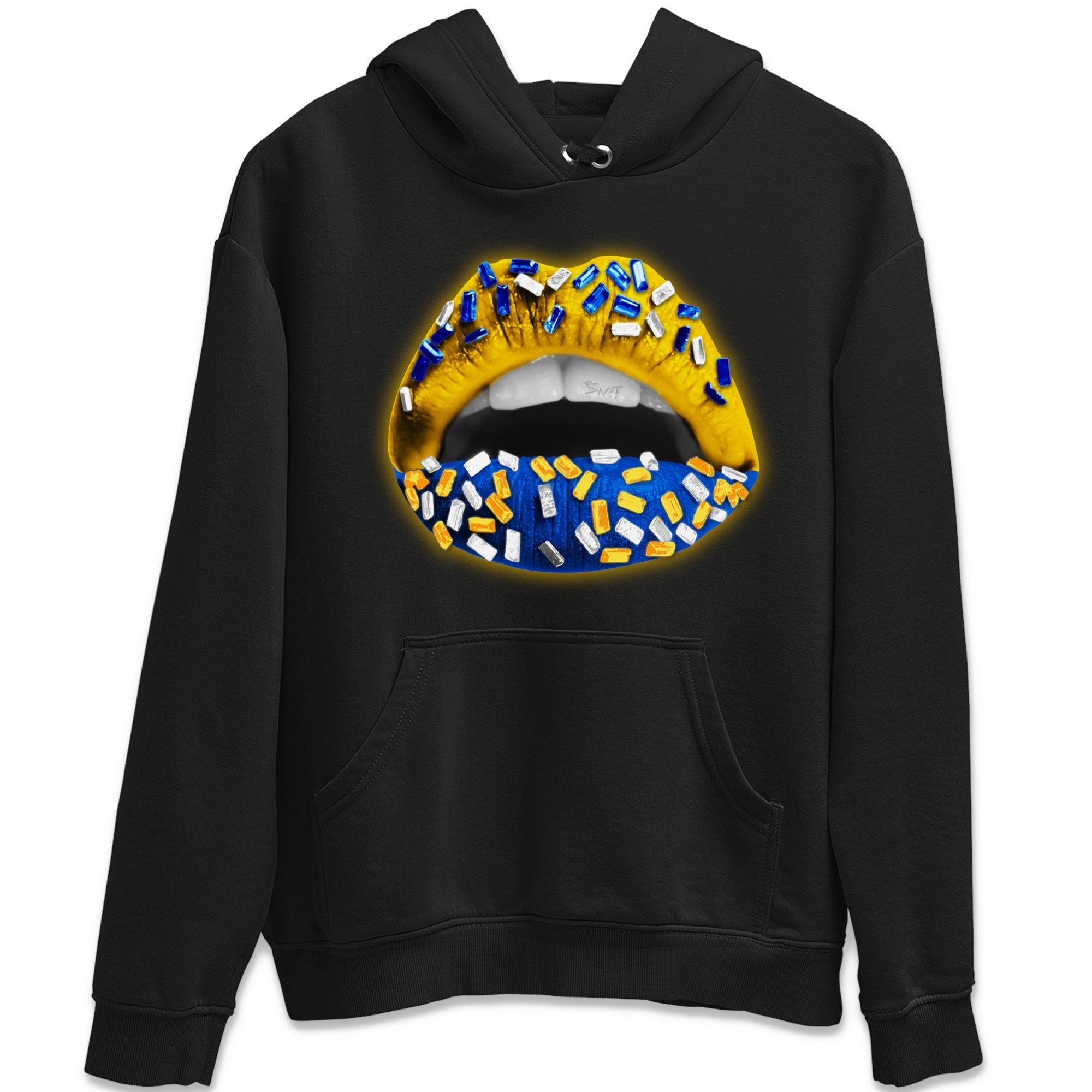 Jordan 1 Game Royal Varsity Maize Sneaker Matching T-Shirt Lips Jewel Sneaker Tees Jordan 1 Game Royal Varsity Maize Sneaker Release Tees Crew Neck Tees