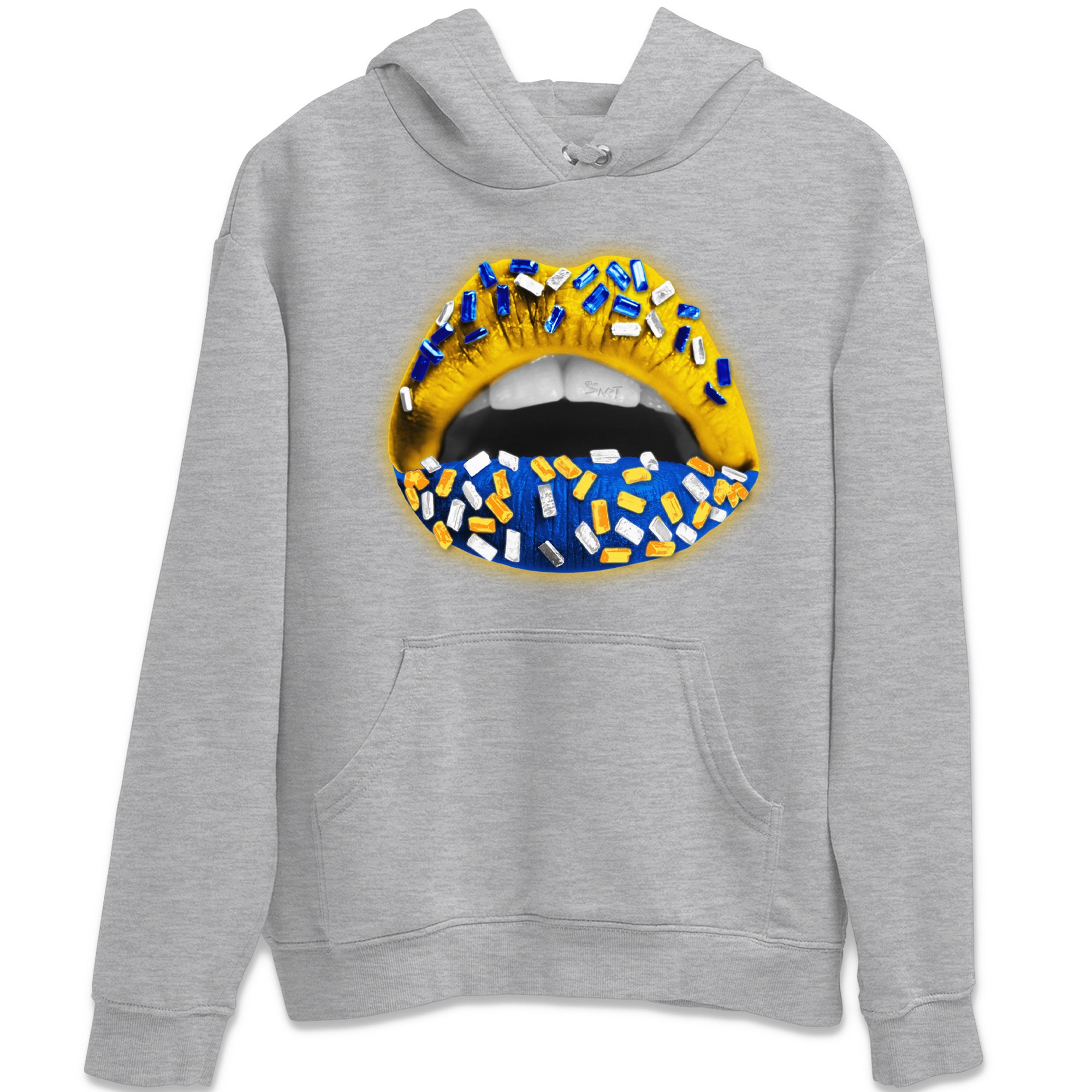 Jordan 1 Game Royal Varsity Maize Sneaker Matching T-Shirt Lips Jewel Sneaker Tees Jordan 1 Game Royal Varsity Maize Sneaker Release Tees Crew Neck Tees