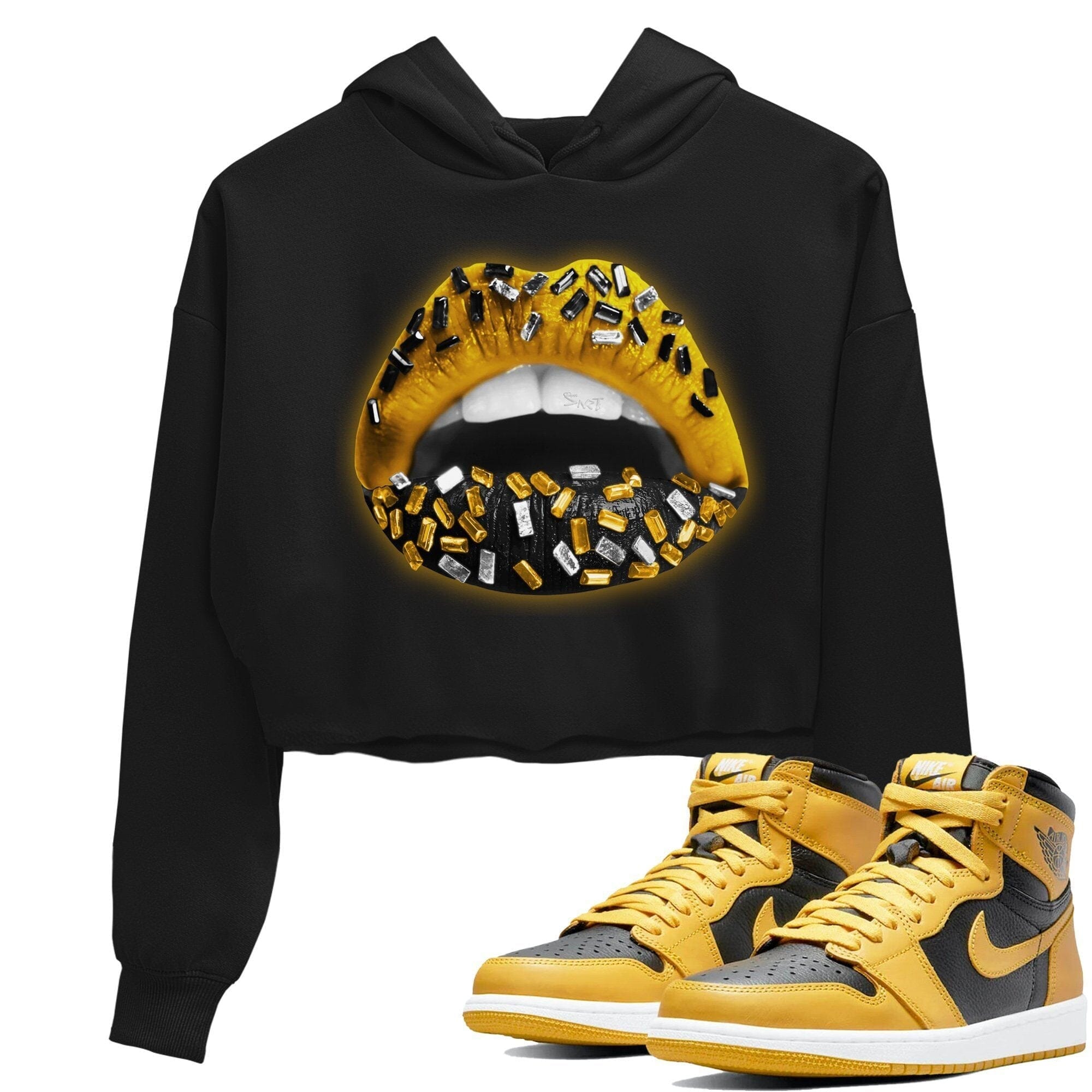 Jordan 1 Pollen Sneaker Matching T-Shirt Lips Jewel Sneaker Tees Jordan 1 Pollen Sneaker Release Tees Women's Shirts