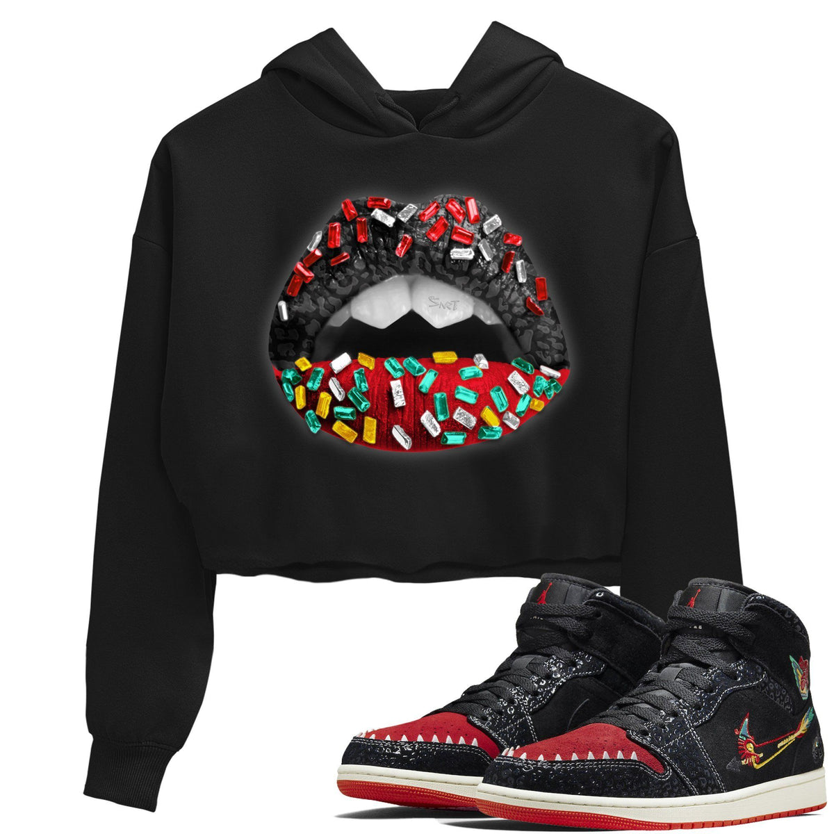 Jordan 1 Siempre Familia Sneaker Matching T-Shirt Lips Jewel Sneaker Tees Jordan 1 Siempre Familia Sneaker Release Tees Women's Shirts