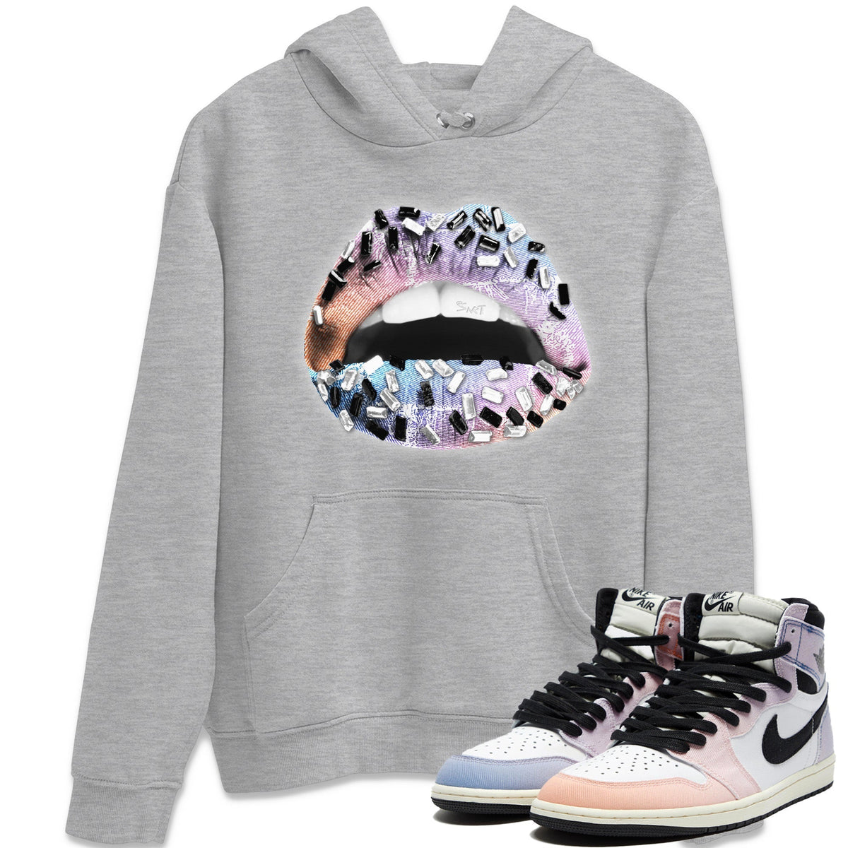 Jordan 1 Skyline Sneaker Matching T-Shirt Lips Jewel Sneaker Tees Jordan 1 Skyline Sneaker Release Tees Crew Neck Tees