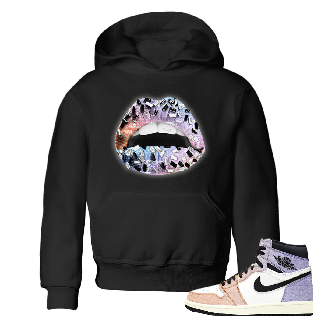 Jordan 1 Skyline Sneaker Matching T-Shirt Lips Jewel Sneaker Tees Jordan 1 Skyline Sneaker Release Tees Kids Shirts