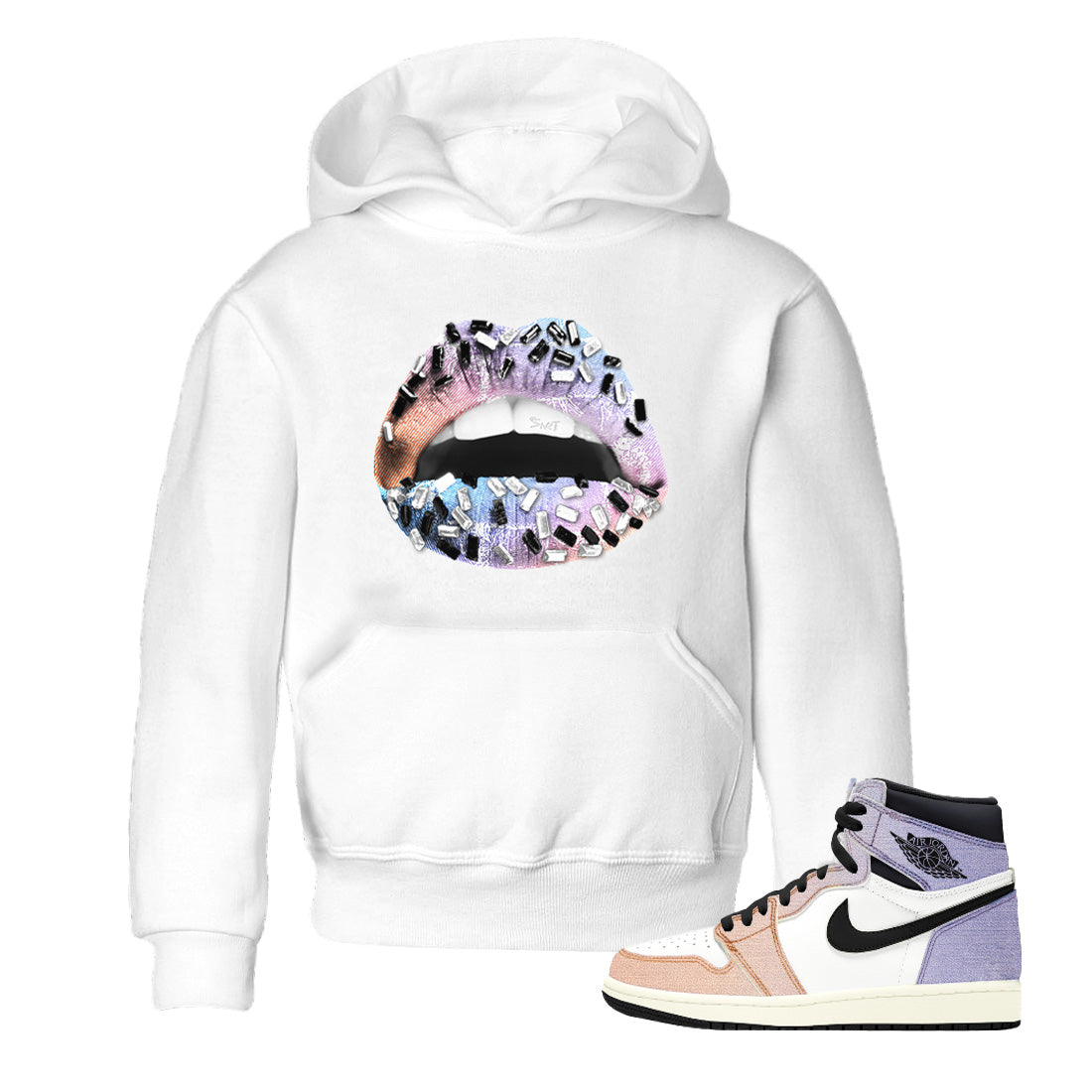 Jordan 1 Skyline Sneaker Matching T-Shirt Lips Jewel Sneaker Tees Jordan 1 Skyline Sneaker Release Tees Kids Shirts