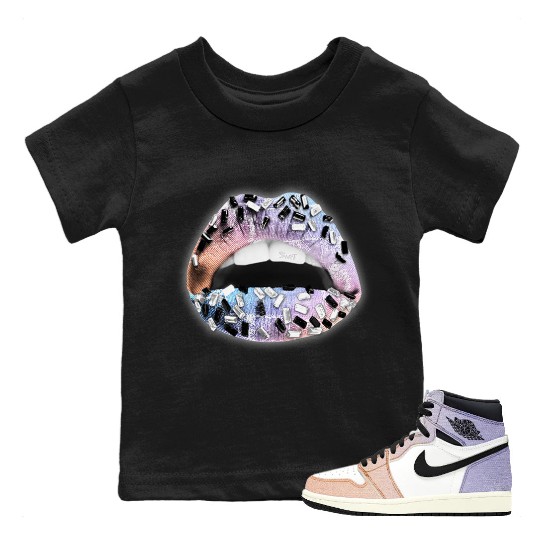 Jordan 1 Skyline Sneaker Matching T-Shirt Lips Jewel Sneaker Tees Jordan 1 Skyline Sneaker Release Tees Kids Shirts