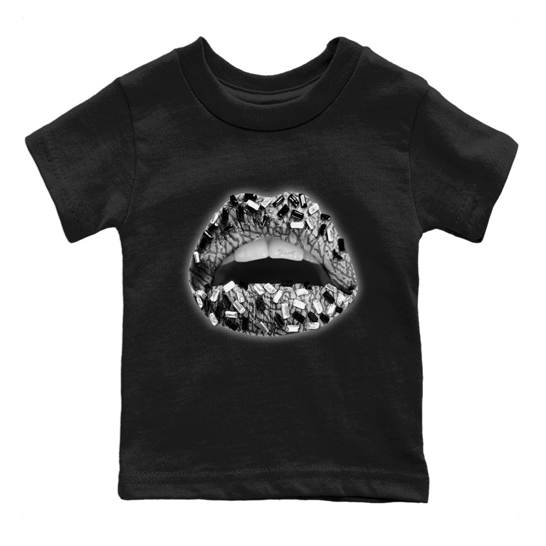 Jordan 1 White Cement Sneaker Matching T-Shirt Lips Jewel Sneaker Tees Jordan 1 White Cement Sneaker Release Tees Kids Shirts