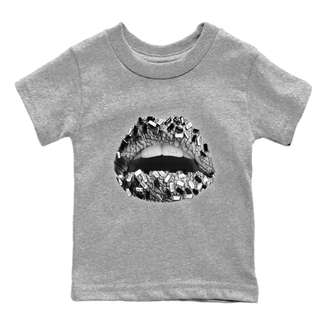 Jordan 1 White Cement Sneaker Matching T-Shirt Lips Jewel Sneaker Tees Jordan 1 White Cement Sneaker Release Tees Kids Shirts