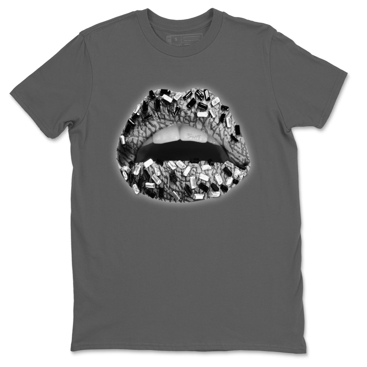 Jordan 1 White Cement Sneaker Matching T-Shirt Lips Jewel Sneaker Tees Jordan 1 White Cement Sneaker Release Tees Crew Neck Tees