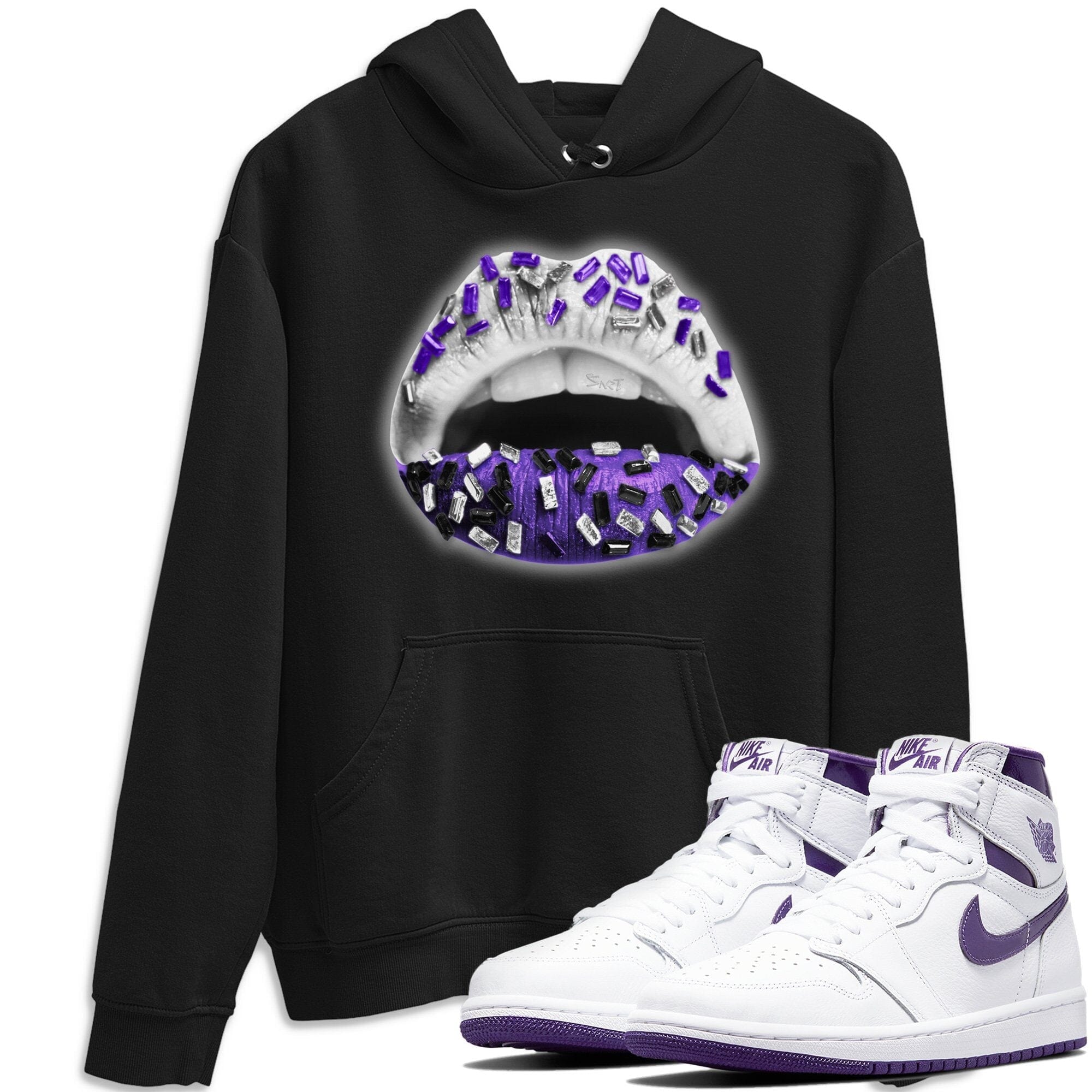 Jordan 1 WMNS Court Purple Shirt To Match Jordans Lips Jewel Sneaker Tees Jordan 1 WMNS Court Purple Drip Gear Zone Sneaker Matching Clothing Unisex Shirts