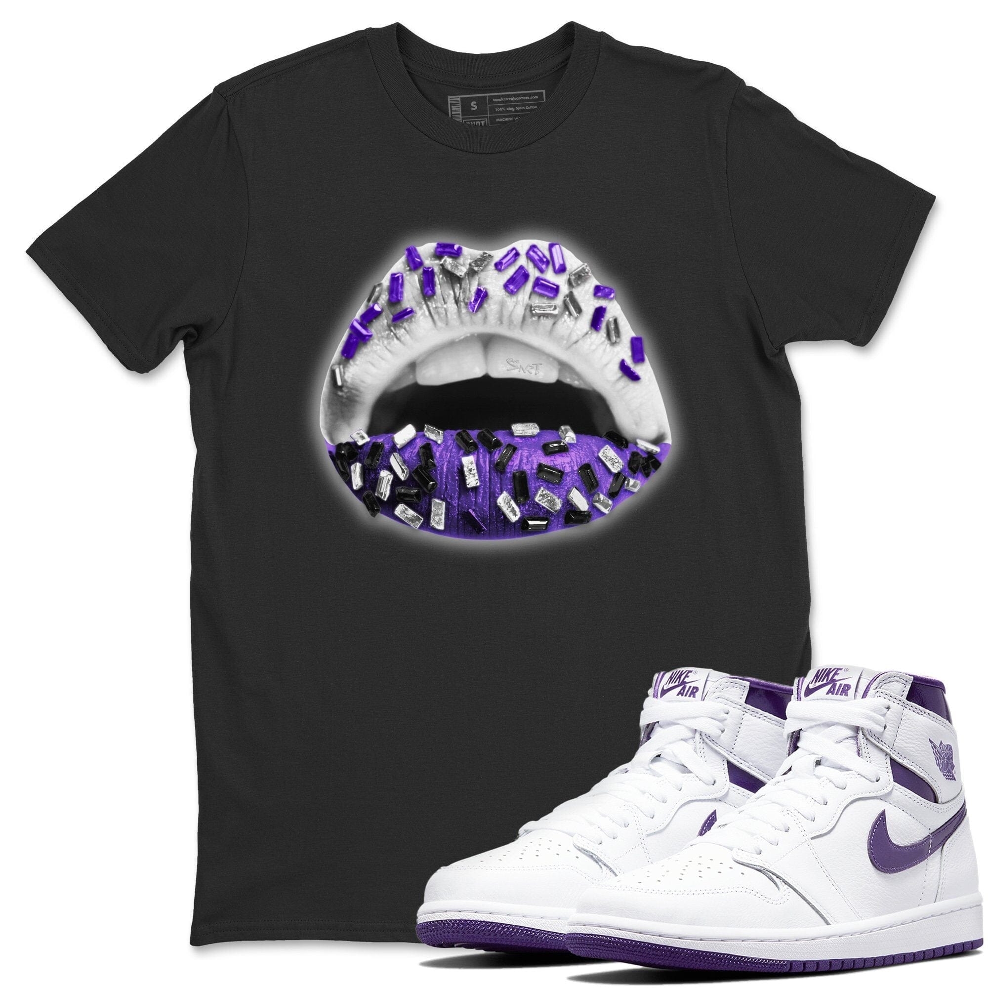 Jordan 1 WMNS Court Purple Shirt To Match Jordans Lips Jewel Sneaker Tees Jordan 1 WMNS Court Purple Drip Gear Zone Sneaker Matching Clothing Unisex Shirts