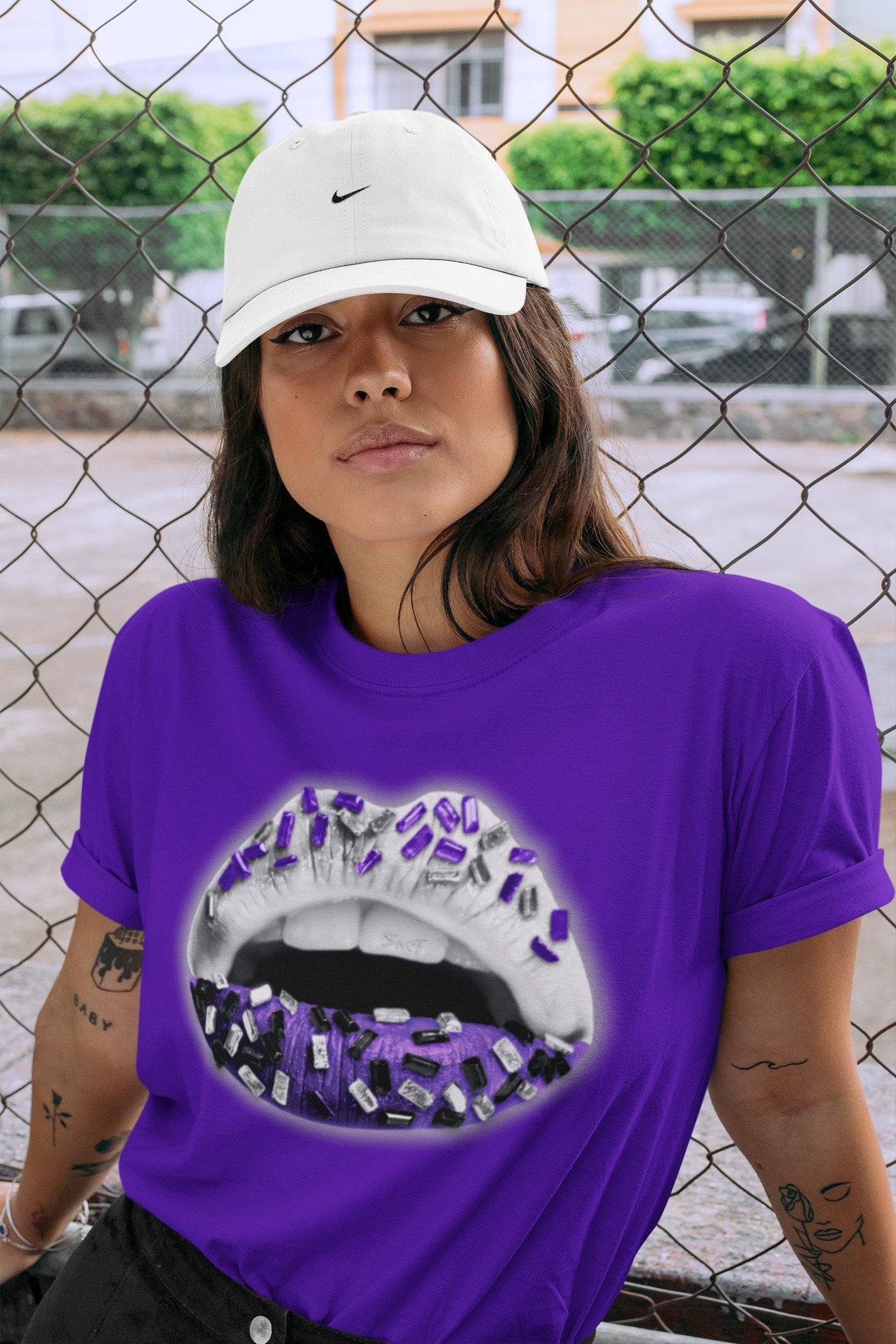 Jordan 1 WMNS Court Purple Shirt To Match Jordans Lips Jewel Sneaker Tees Jordan 1 WMNS Court Purple Drip Gear Zone Sneaker Matching Clothing Unisex Shirts