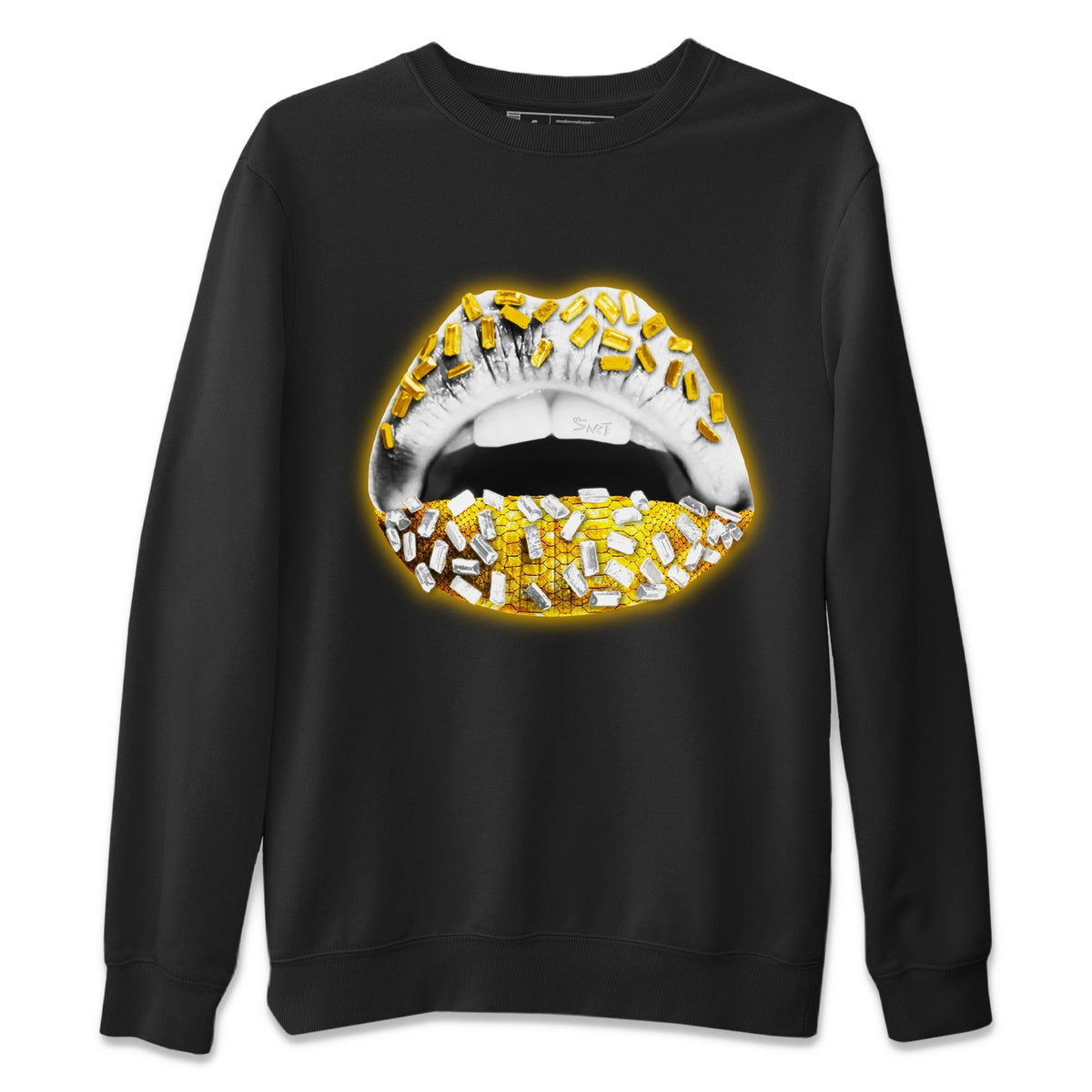 Jordan 11 Yellow Python Sneaker Matching T-Shirt Lips Jewel Sneaker Tees Jordan 11 Yellow Python Sneaker Release Tees Crew Neck Tees
