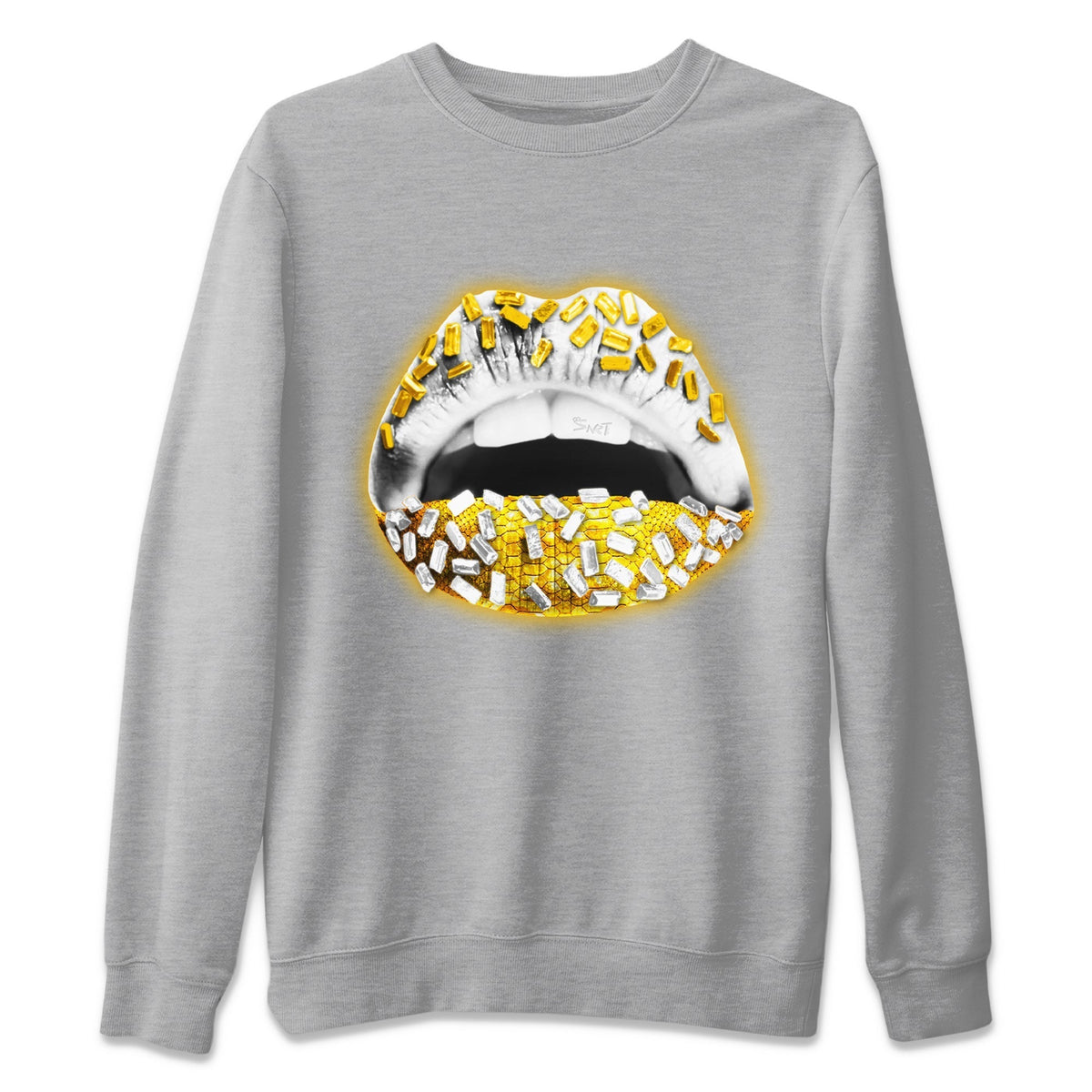 Jordan 11 Yellow Python Sneaker Matching T-Shirt Lips Jewel Sneaker Tees Jordan 11 Yellow Python Sneaker Release Tees Crew Neck Tees