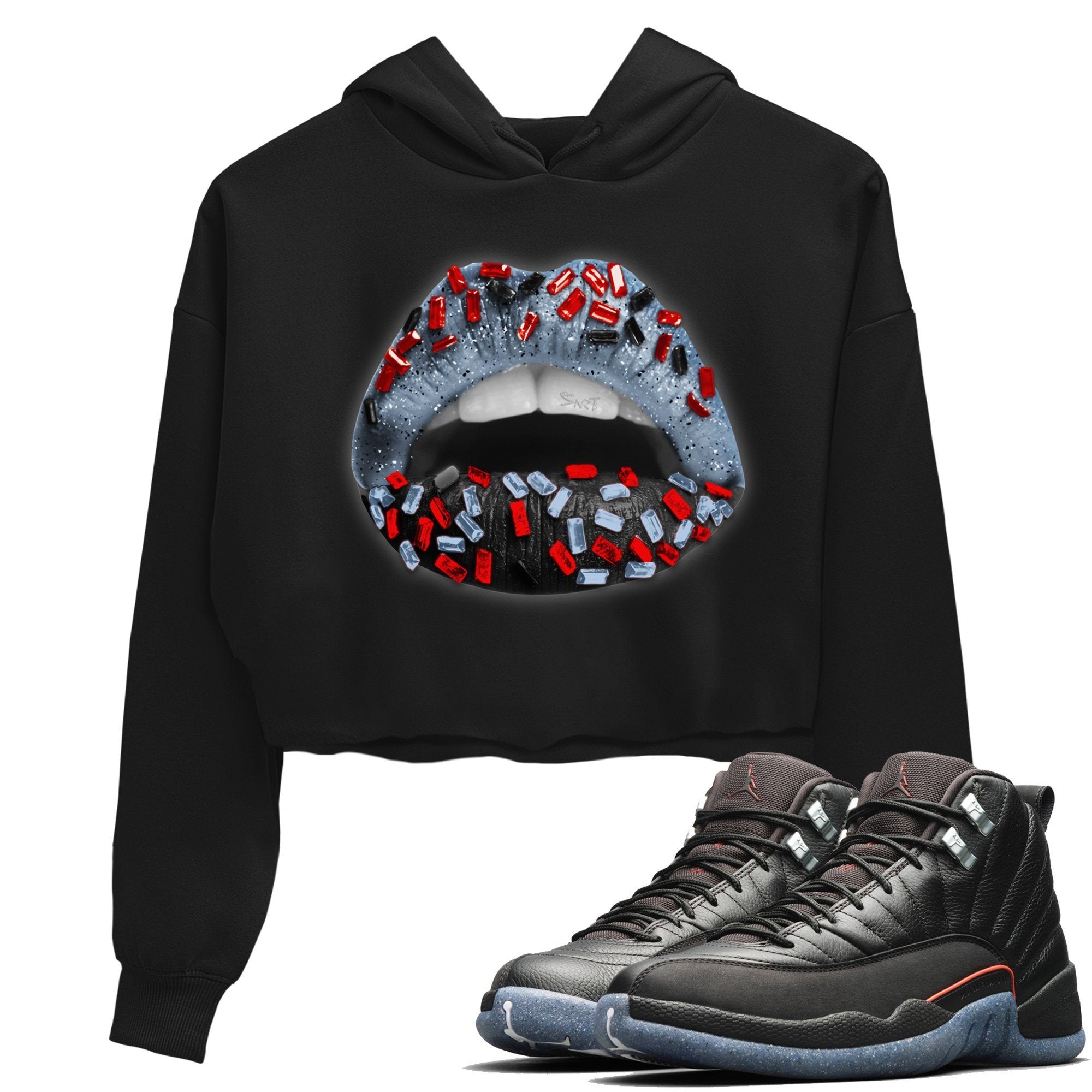 Jordan 12 Grind Sneaker Matching T-Shirt Lips Jewel Sneaker Tees Jordan 12 Grind Sneaker Release Tees Women's Shirts