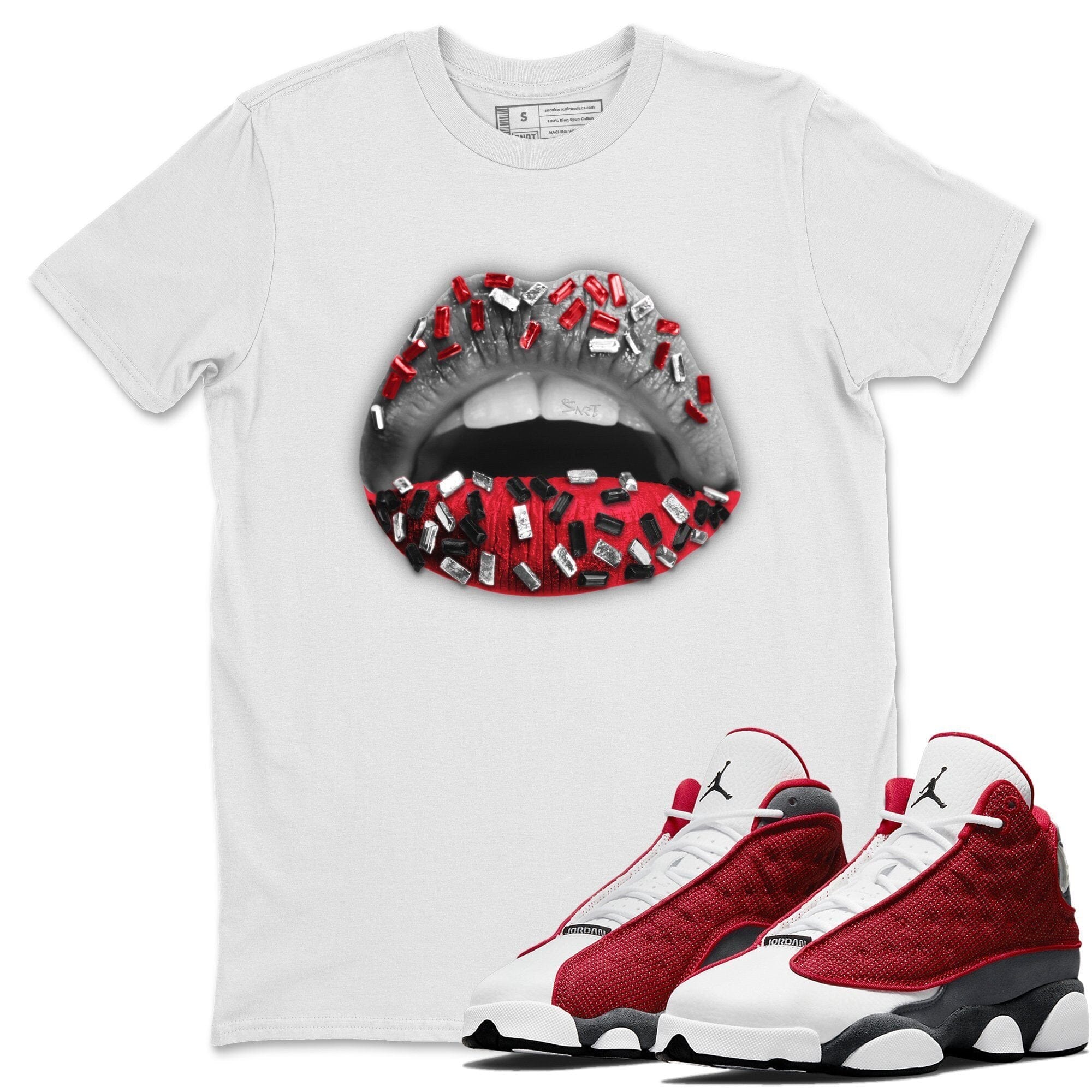 Jordan 13 Red Flint Shirt To Match Jordans Lips Jewel Sneaker Tees Jordan 13 Red Flint Drip Gear Zone Sneaker Matching Clothing Unisex Shirts