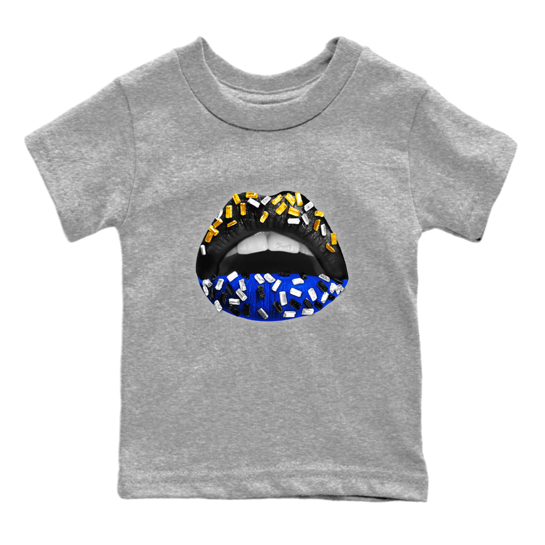 Air Jordan 14 Laney Sneaker Match Tees Lips Jewel Sneaker Tees Jordan 14 Laney Sneaker Release Tees Kids Shirts Heather Grey 2
