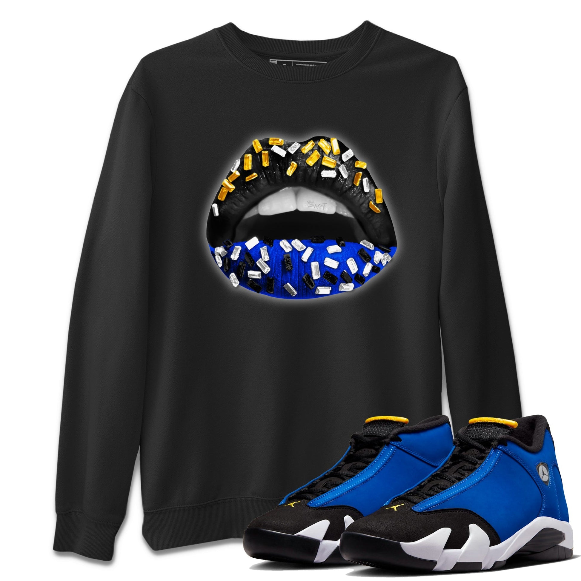 Air Jordan 14 Laney Sneaker Match Tees Lips Jewel Sneaker Tees Jordan 14 Laney Sneaker Release Tees Unisex Shirts Black 1