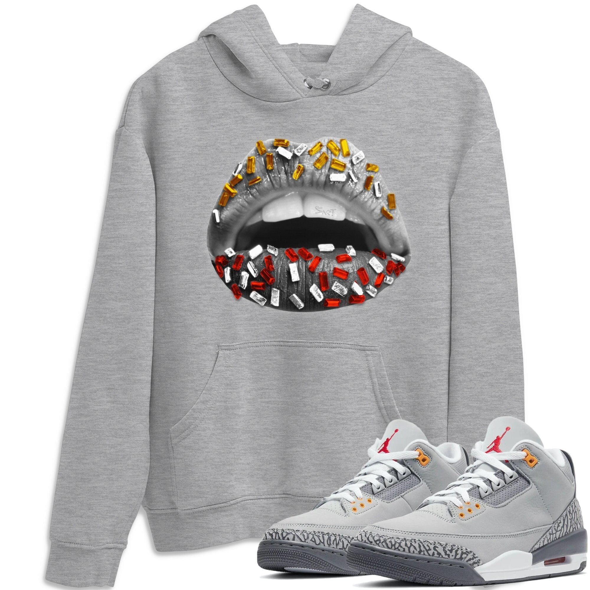 Jordan 3 Cool Grey Shirt To Match Jordans Lips Jewel Sneaker Tees Jordan 3 Cool Grey Drip Gear Zone Sneaker Matching Clothing Unisex Shirts