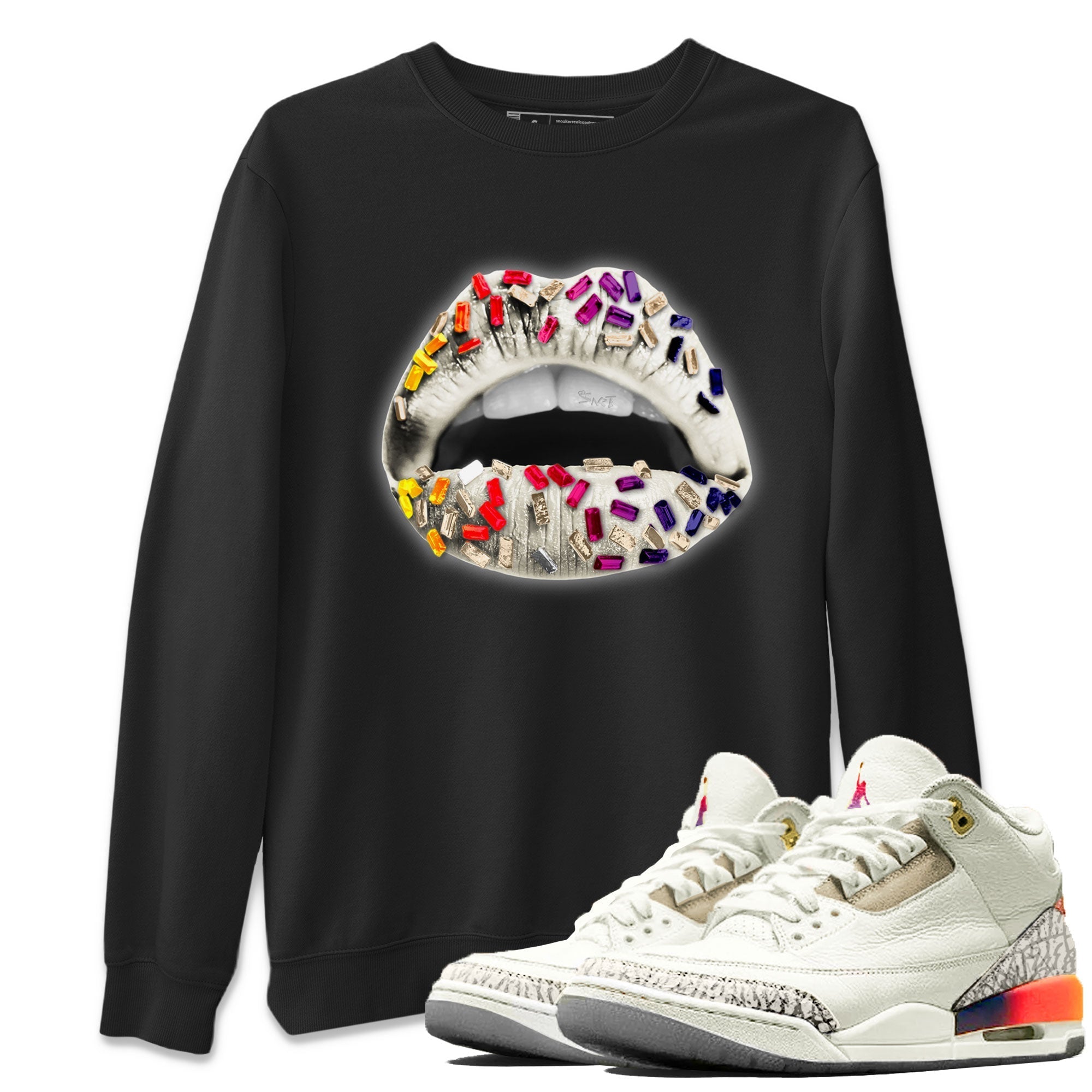 Air Jordan 3 X J Balvin shirt to match jordans Lips Jewel Streetwear Sneaker Shirt Air Jordan 3 X J Balvin Drip Gear Zone Sneaker Matching Clothing LGBT Pride T-Shirt Unisex Black 1 T-Shirt