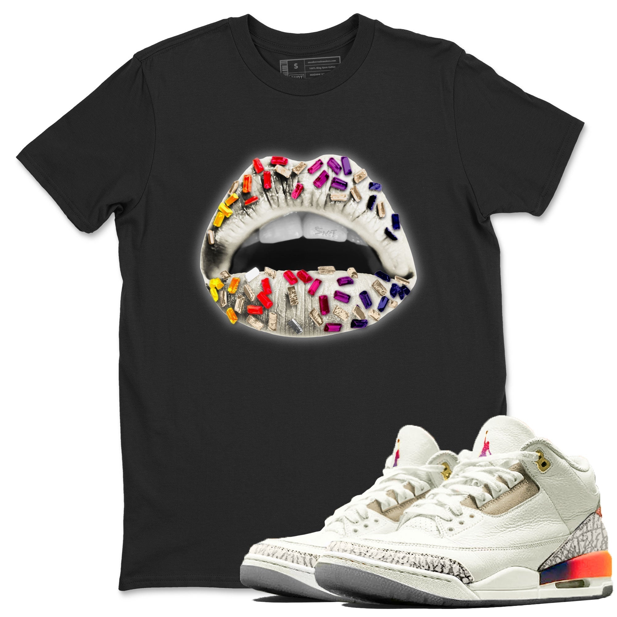 Air Jordan 3 X J Balvin shirt to match jordans Lips Jewel Streetwear Sneaker Shirt Air Jordan 3 X J Balvin Drip Gear Zone Sneaker Matching Clothing LGBT Pride T-Shirt Unisex Black 1 T-Shirt