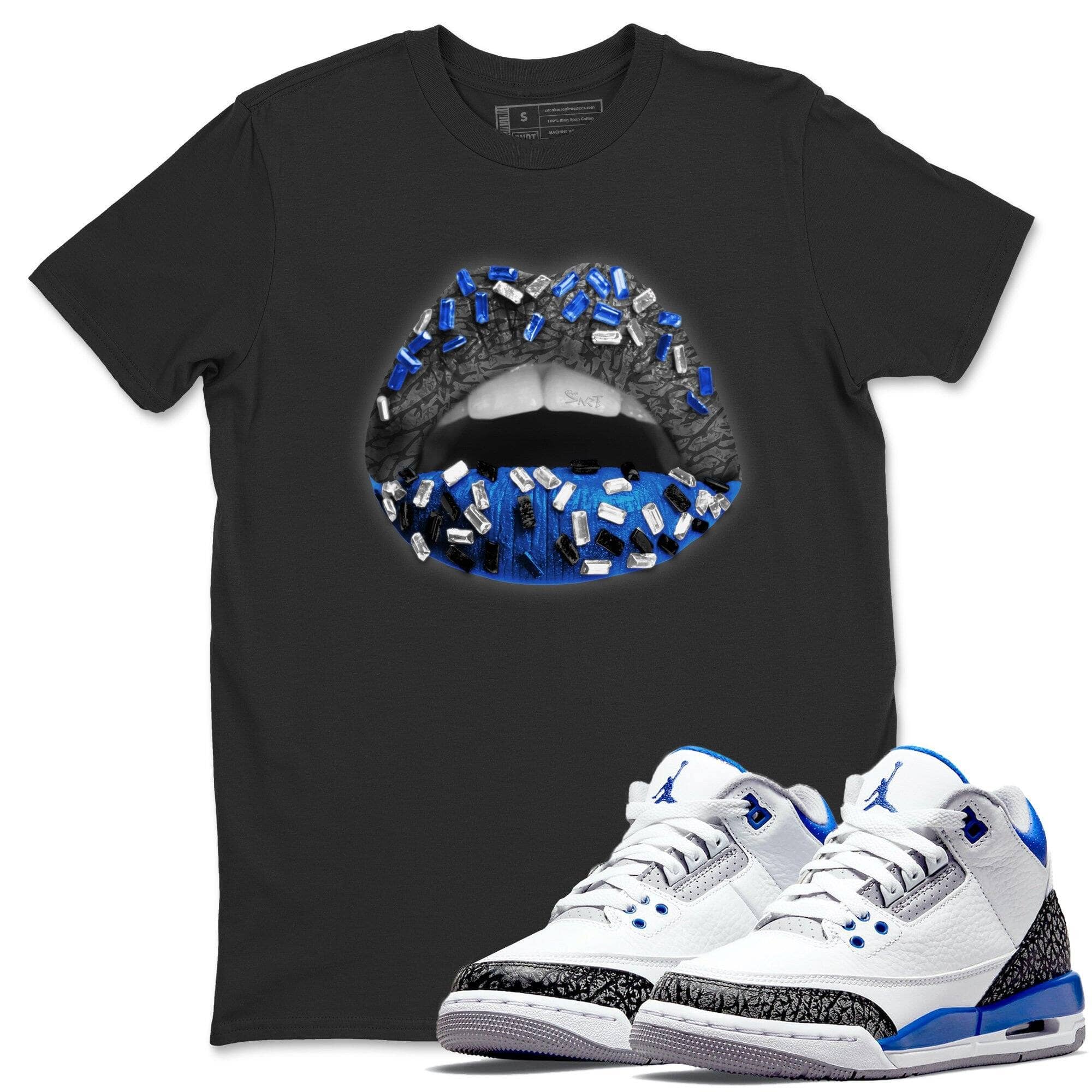 Jordan 3 Racer Blue Shirt To Match Jordans Lips Jewel Sneaker Tees Jordan 3 Racer Blue Drip Gear Zone Sneaker Matching Clothing Unisex Shirts