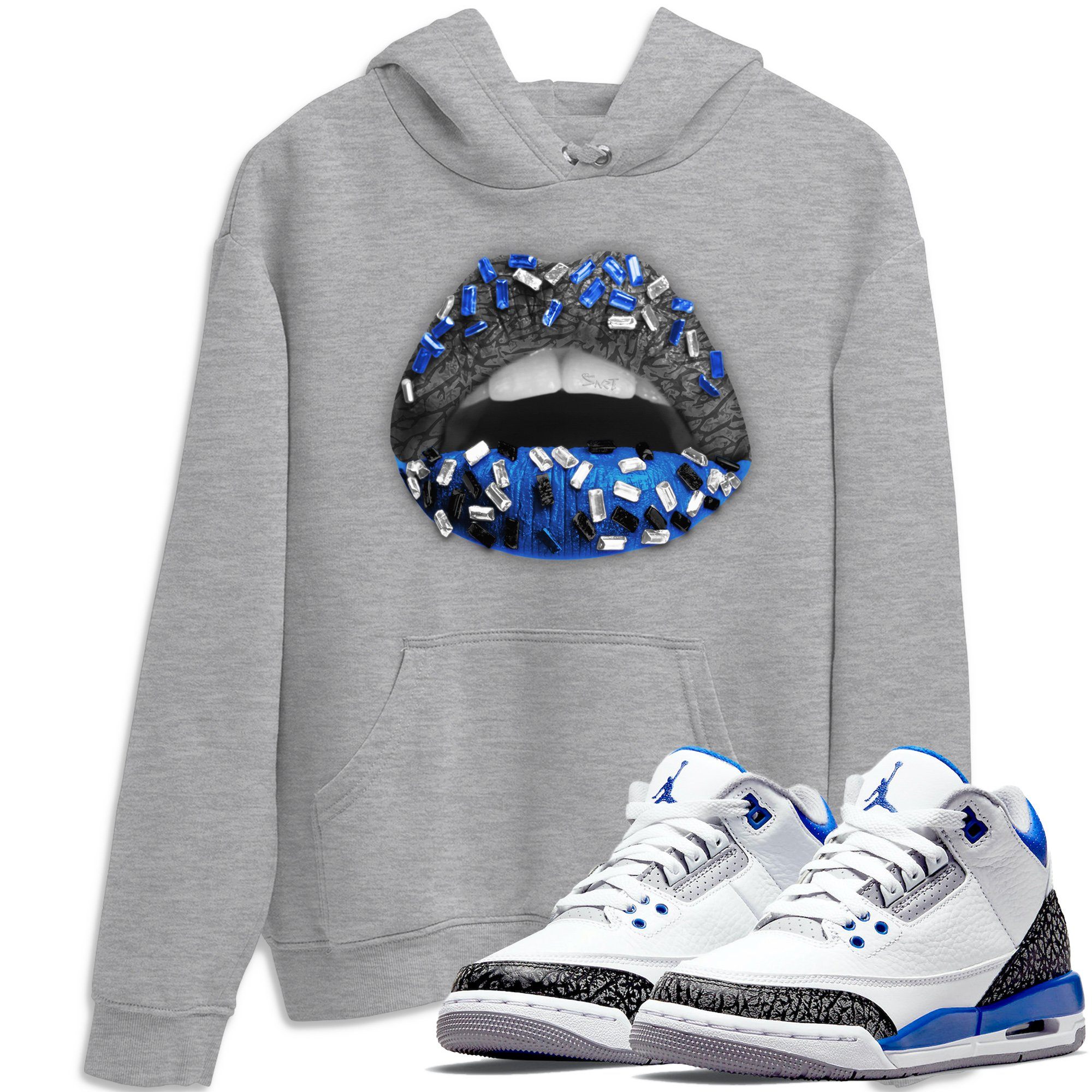 Jordan 3 Racer Blue Shirt To Match Jordans Lips Jewel Sneaker Tees Jordan 3 Racer Blue Drip Gear Zone Sneaker Matching Clothing Unisex Shirts
