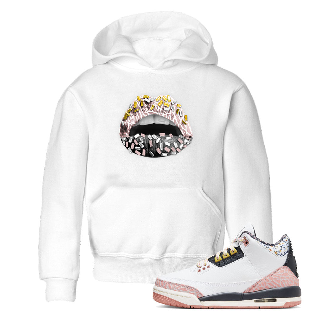 Air Jordan 3 GS Vintage Floral shirt to match jordans Lips Jewel sneaker tees 3s Vintage Floral Drip Gear Zone baby toddler White 1 cotton Shirt