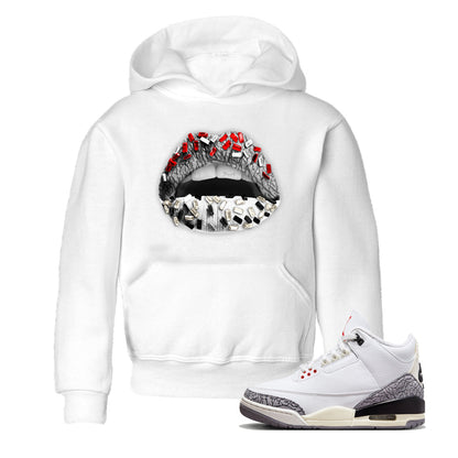 Air Jordan 3 White Cement Shirt To Match Jordans Lips Jewel Sneaker Tees Air Jordan 3 Retro White Cement Drip Gear Zone Sneaker Matching Clothing Kids Shirts White 1