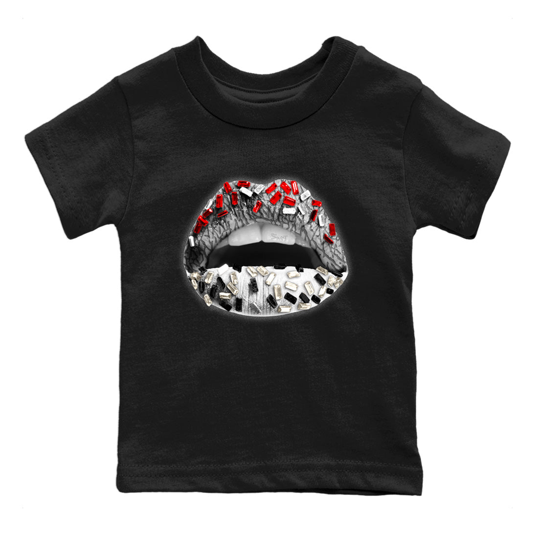 Air Jordan 3 White Cement Shirt To Match Jordans Lips Jewel Sneaker Tees Air Jordan 3 Retro White Cement Drip Gear Zone Sneaker Matching Clothing Kids Shirts Black 2