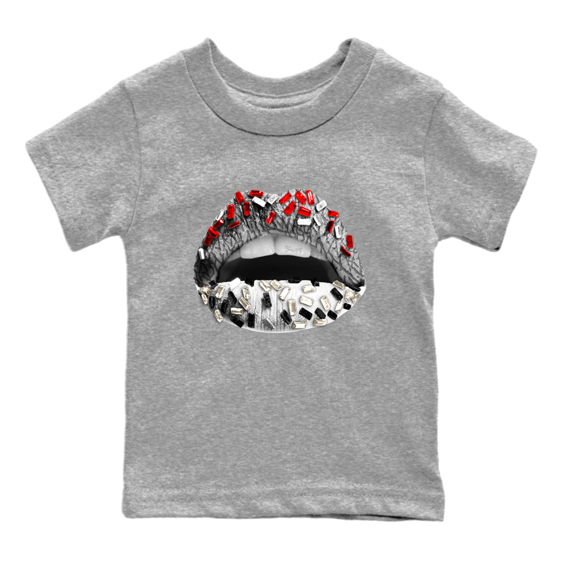 Air Jordan 3 White Cement Shirt To Match Jordans Lips Jewel Sneaker Tees Air Jordan 3 Retro White Cement Drip Gear Zone Sneaker Matching Clothing Kids Shirts Heather Grey 2