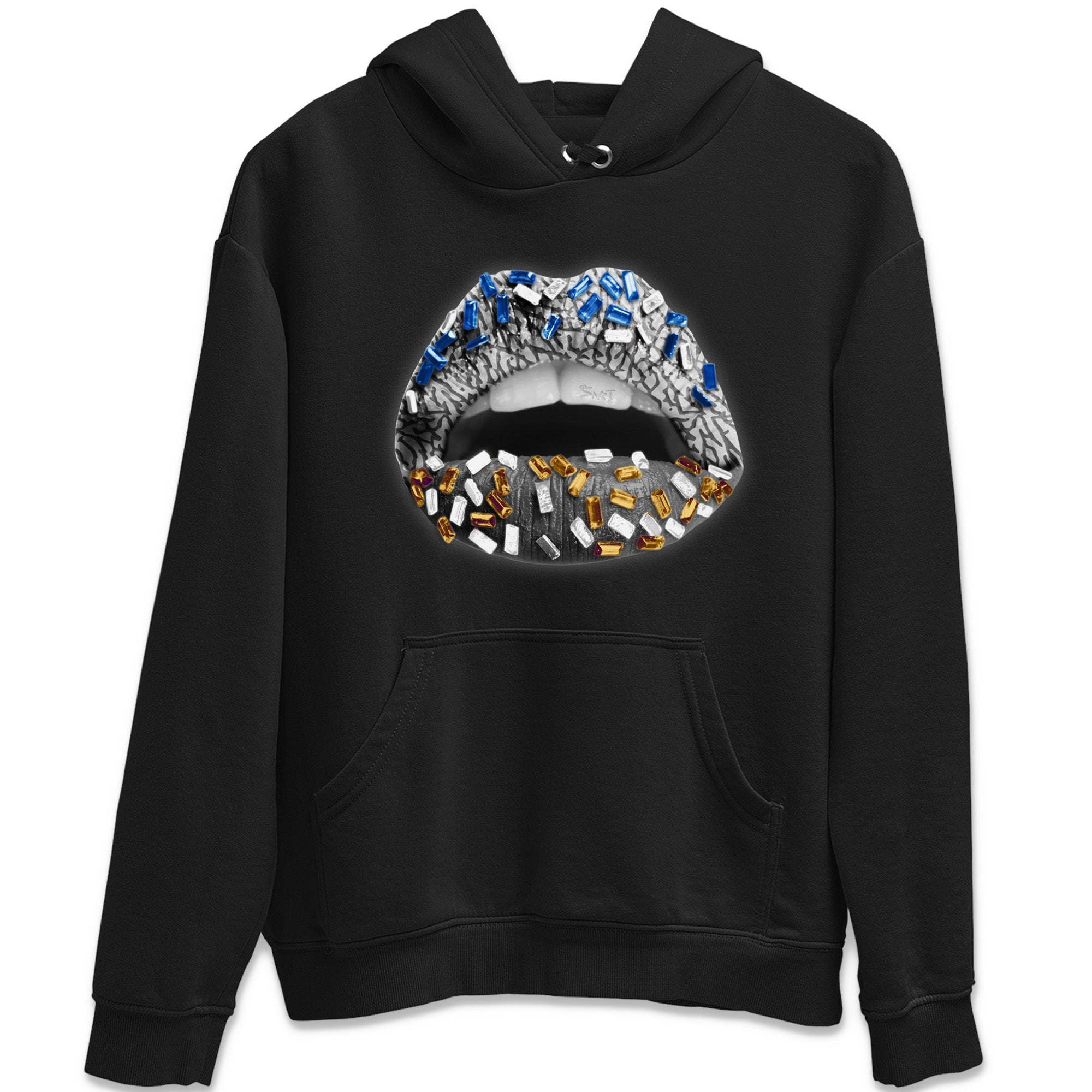 Air Jordan 3 Wizards Sneaker Match Tees Lips Jewel Streetwear Sneaker Shirt Air Jordan 3 Retro Wizards Sneaker Release Tees Unisex Shirts Black 2