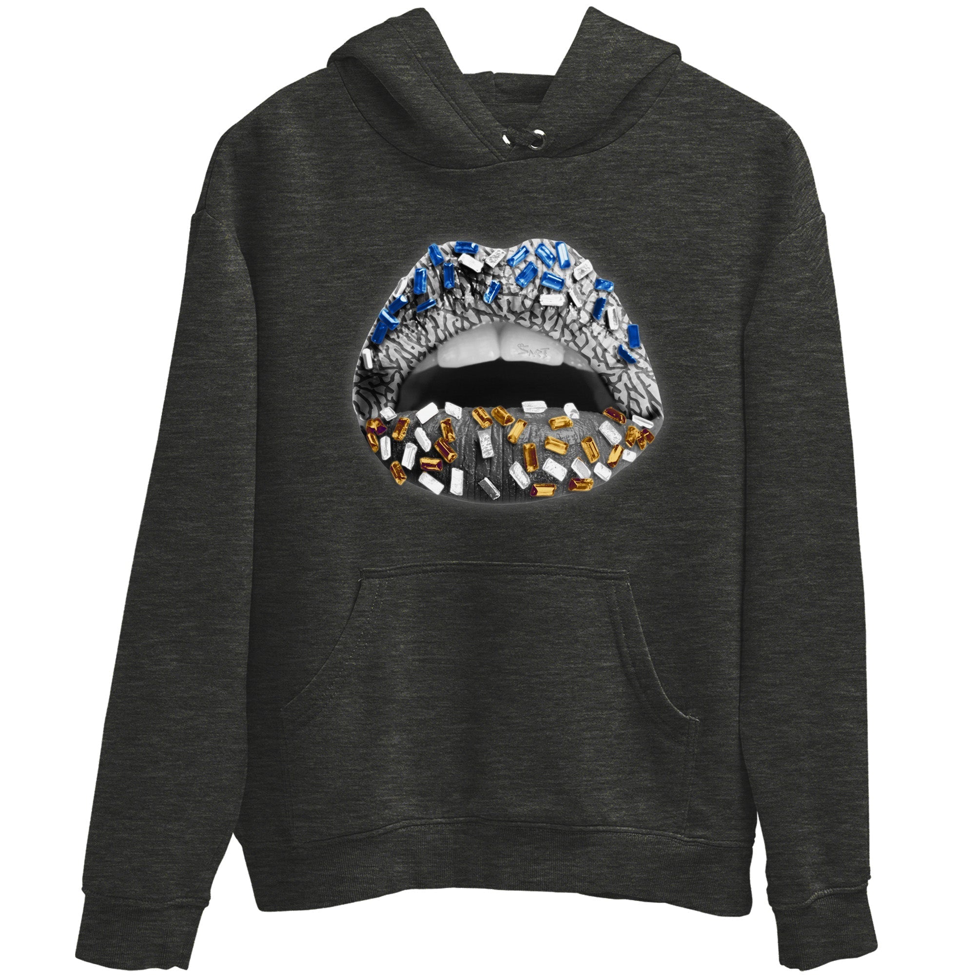 Air Jordan 3 Wizards Sneaker Match Tees Lips Jewel Streetwear Sneaker Shirt Air Jordan 3 Retro Wizards Sneaker Release Tees Unisex Shirts Charcoal Heather 2