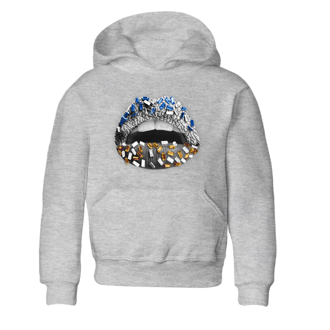 Air Jordan 3 Wizards Sneaker Match Tees Lips Jewel Streetwear Sneaker Shirt Air Jordan 3 Retro Wizards Sneaker Release Tees Kids Shirts Heather Grey 2