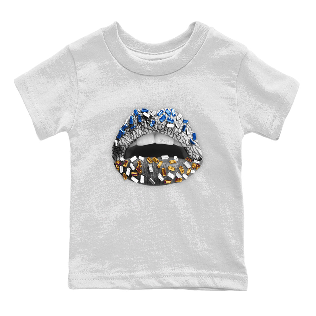 Air Jordan 3 Wizards Sneaker Match Tees Lips Jewel Streetwear Sneaker Shirt Air Jordan 3 Retro Wizards Sneaker Release Tees Kids Shirts White 2