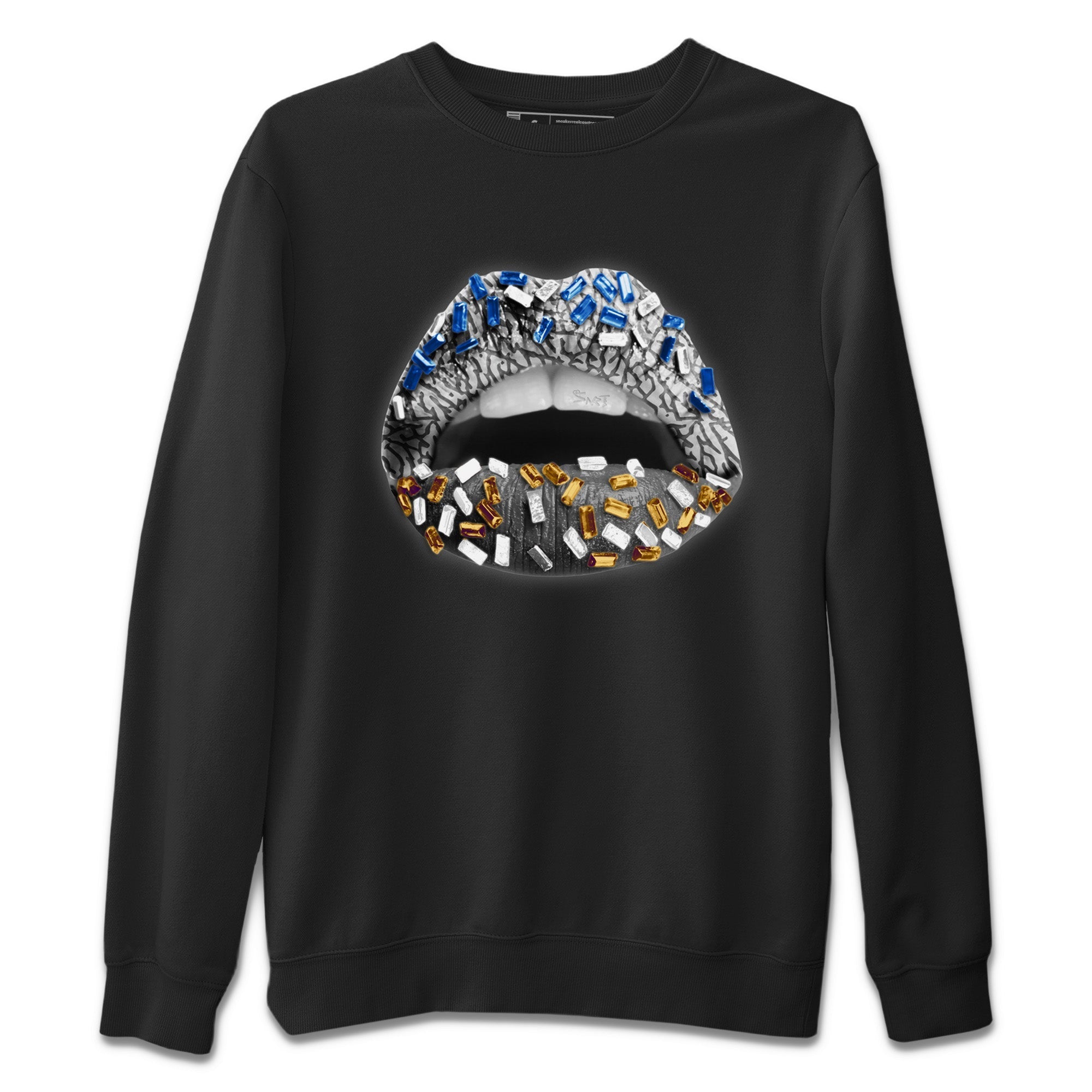 Air Jordan 3 Wizards Sneaker Match Tees Lips Jewel Streetwear Sneaker Shirt Air Jordan 3 Retro Wizards Sneaker Release Tees Unisex Shirts Black 2