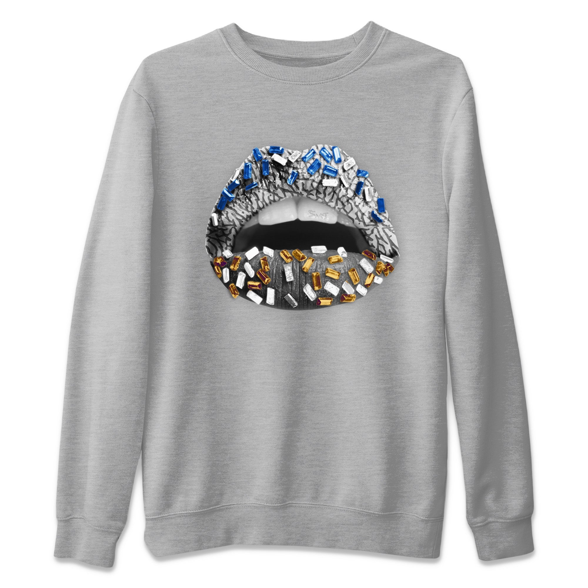 Air Jordan 3 Wizards Sneaker Match Tees Lips Jewel Streetwear Sneaker Shirt Air Jordan 3 Retro Wizards Sneaker Release Tees Unisex Shirts Heather Grey 2