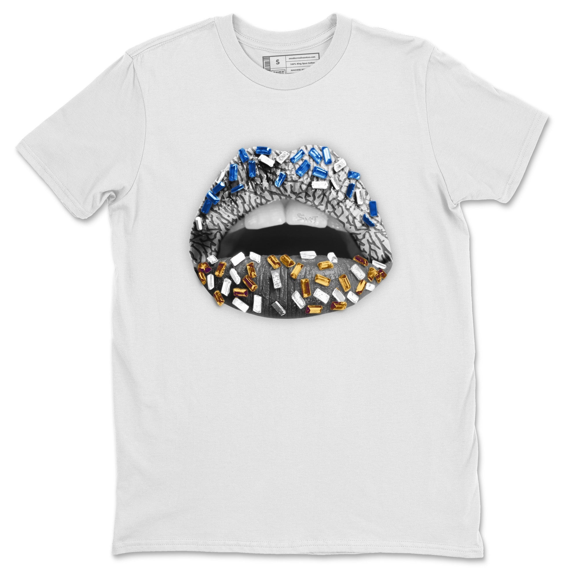 Air Jordan 3 Wizards Sneaker Match Tees Lips Jewel Streetwear Sneaker Shirt Air Jordan 3 Retro Wizards Sneaker Release Tees Unisex Shirts White 2