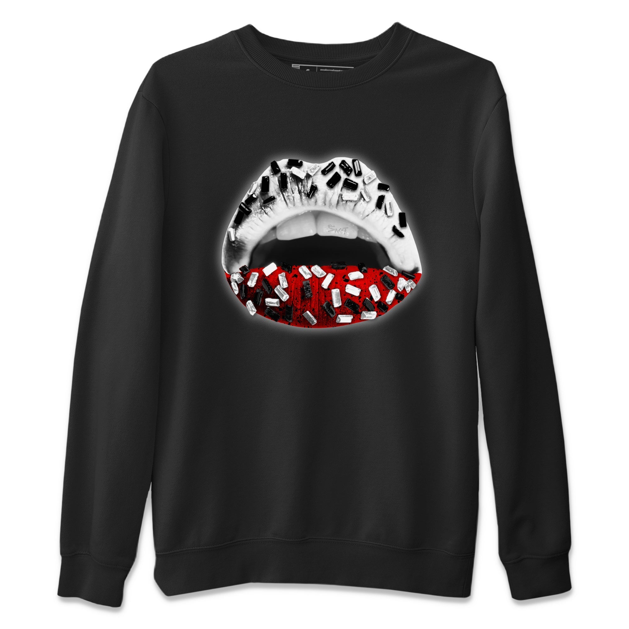 Air Jordan 4 Red Cement Sneaker Match Tees Lips Jewel Streetwear Sneaker Shirt Air Jordan 4 Retro Red Cement Drip Gear Zone Sneaker Matching Clothing Unisex Shirts Black 2