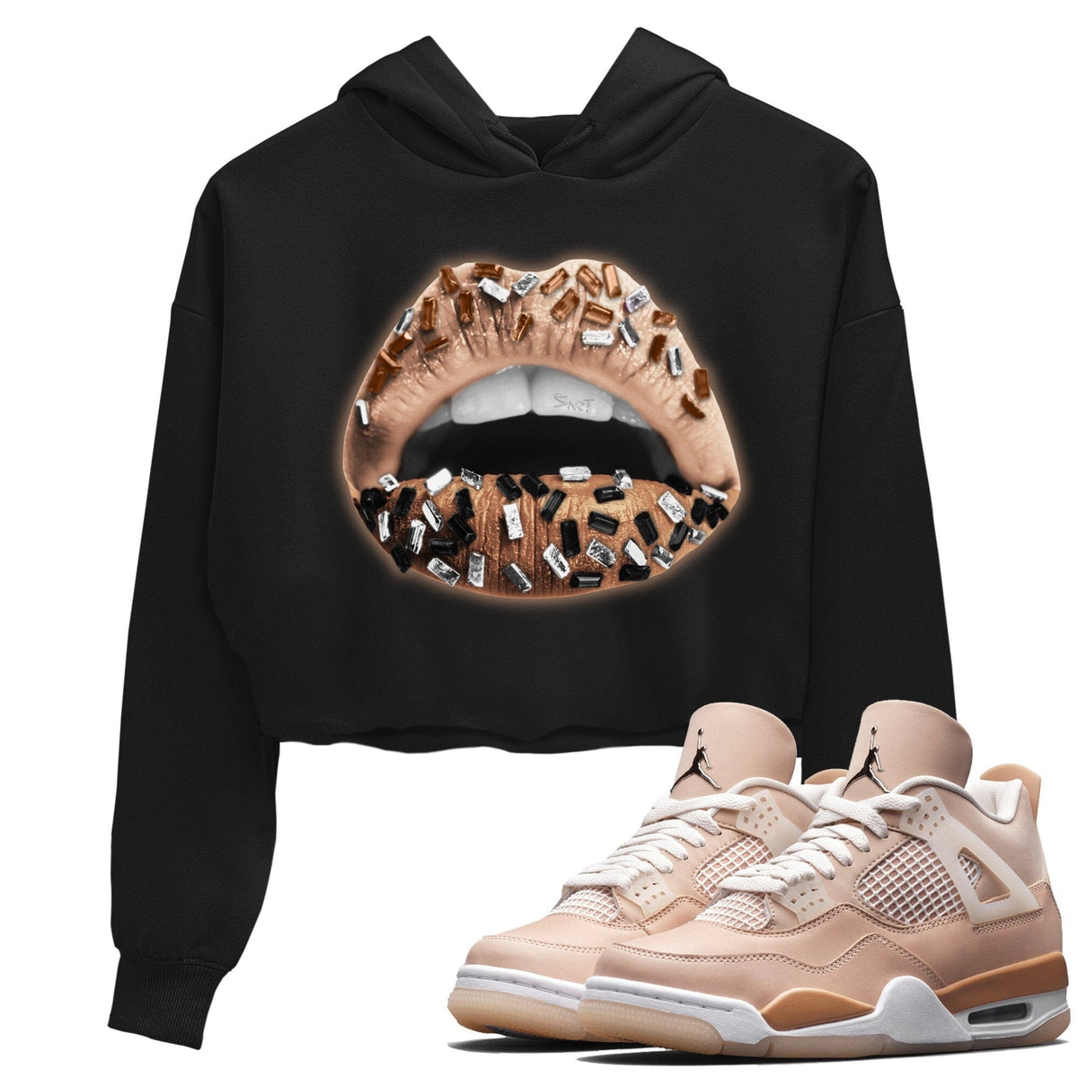 Jordan 4 Shimmer Sneaker Matching T-Shirt Lips Jewel Sneaker Tees Jordan 4 Shimmer Sneaker Release Tees Women's Shirts