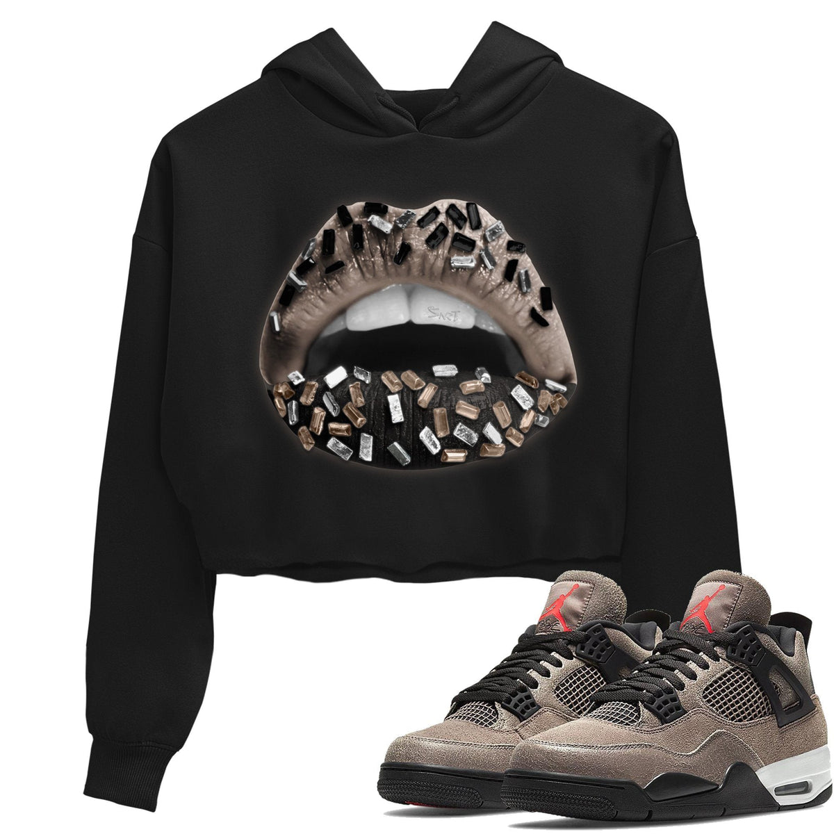 Jordan 4 Taupe Haze Sneaker Matching T-Shirt Lips Jewel Sneaker Tees Jordan 4 Taupe Haze Sneaker Release Tees Women's Shirts