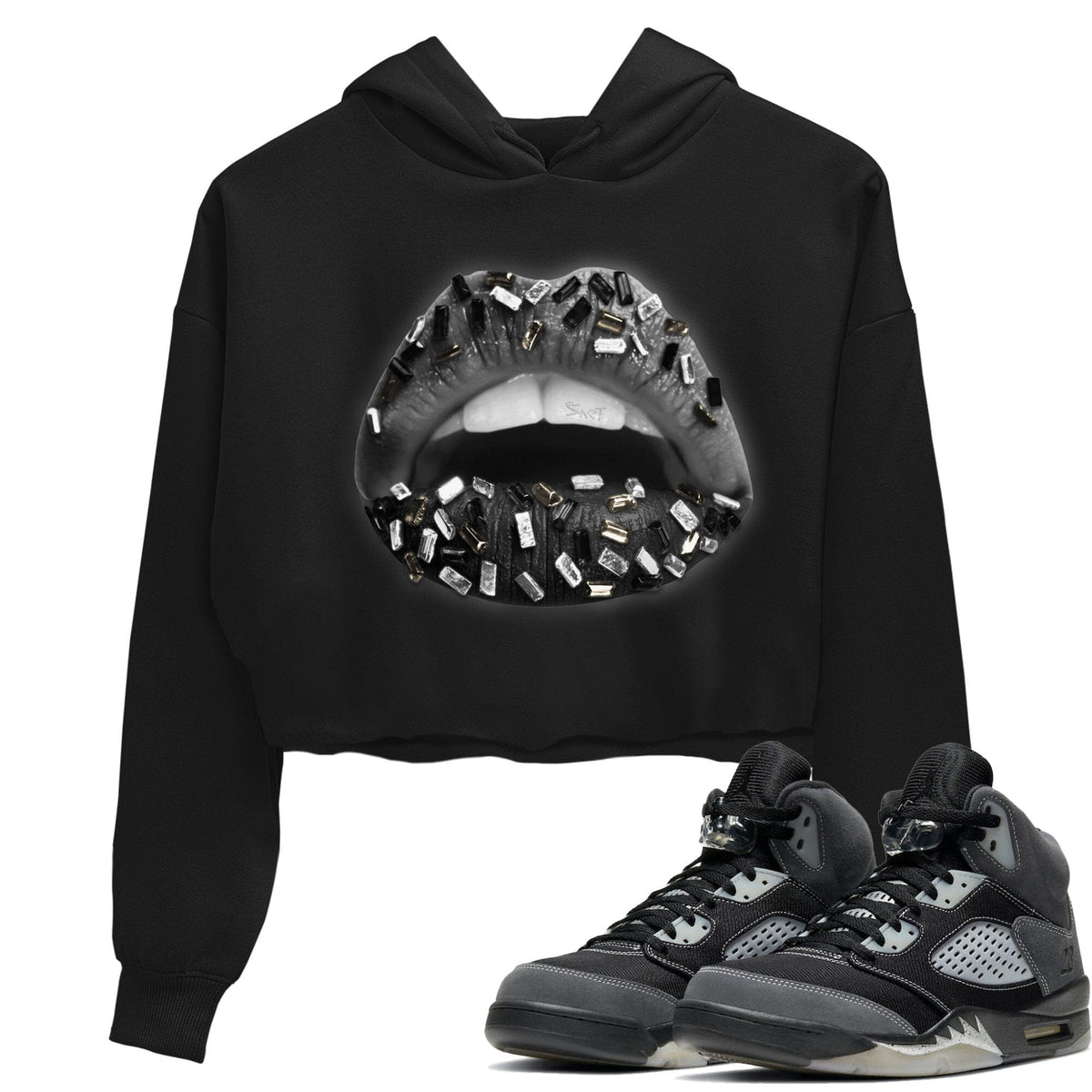 Jordan 5 Anthracite Sneaker Matching T-Shirt Lips Jewel Sneaker Tees Jordan 5 Anthracite Sneaker Release Tees Women's Shirts