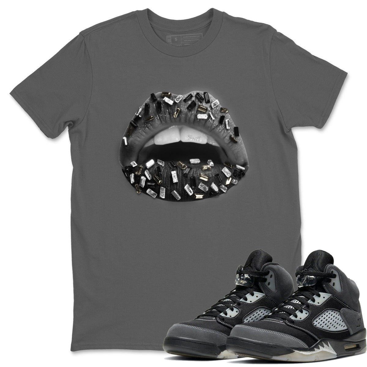 Jordan 5 Anthracite Shirt To Match Jordans Lips Jewel Sneaker Tees Jordan 5 Anthracite Drip Gear Zone Sneaker Matching Clothing Unisex Shirts