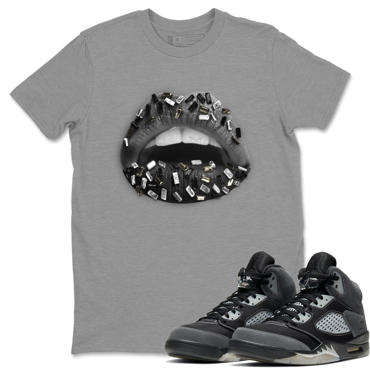 Jordan 5 Anthracite Shirt To Match Jordans Lips Jewel Sneaker Tees Jordan 5 Anthracite Drip Gear Zone Sneaker Matching Clothing Unisex Shirts