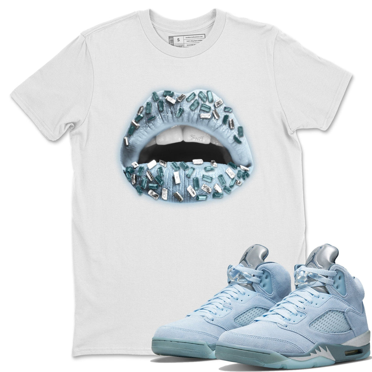 Jordan 5 Blue Bird Shirt To Match Jordans Lips Jewel Sneaker Tees Jordan 5 Blue Bird Drip Gear Zone Sneaker Matching Clothing Unisex Shirts